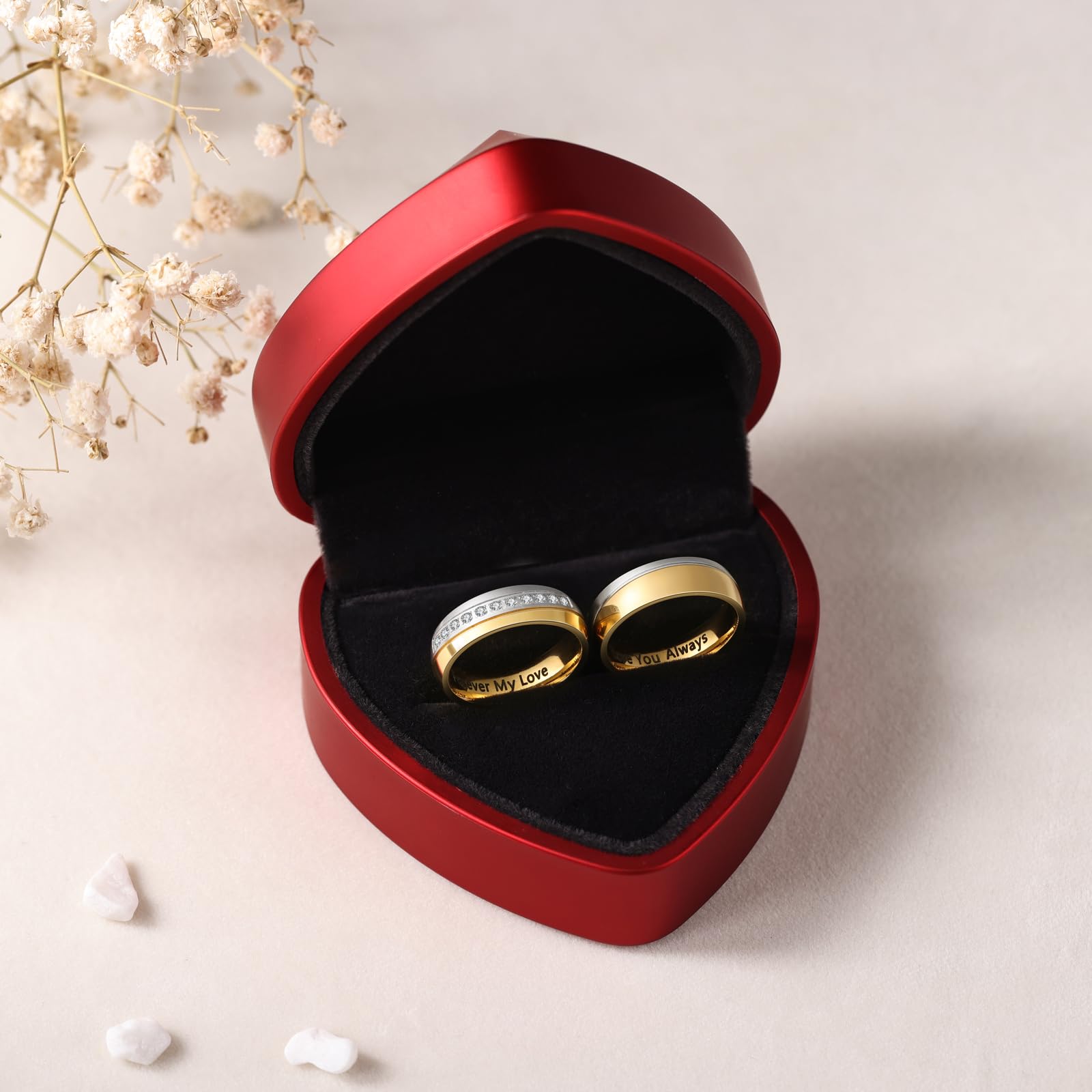 Personalized Matching Couples Rings Set - Stainless Steel His and Hers Wedding Bands - Custom Engraved Promise Rings for Couples - Perfect for Anniversaries, Engagements & Romantic Gifts