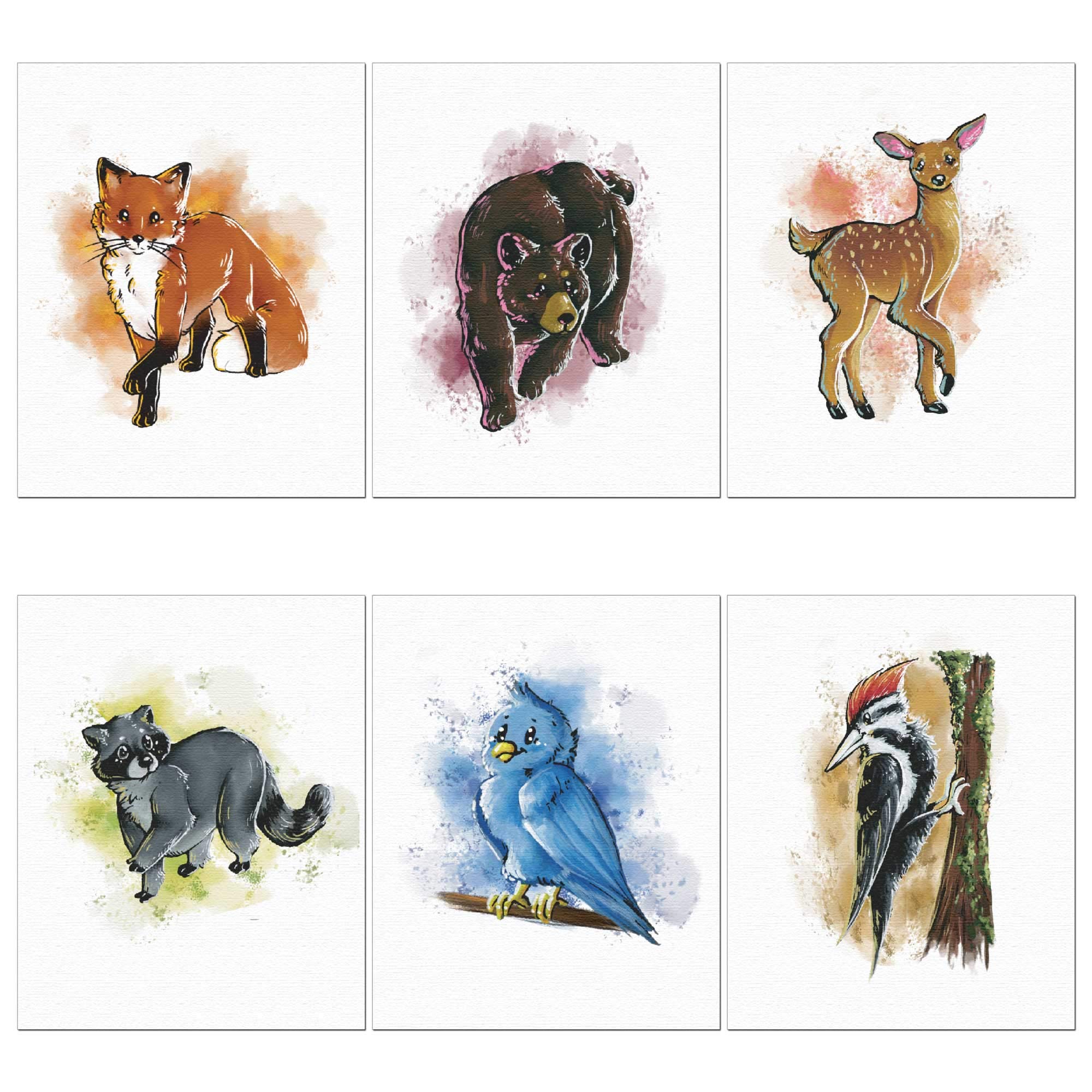 Mountain Animal Nursery Wall Art - Set of 6 Unframed 8x10 Inch Prints for Baby Room Decor | Wildlife Themed Kids Bedroom, Playroom & Nursery Wall Decorations