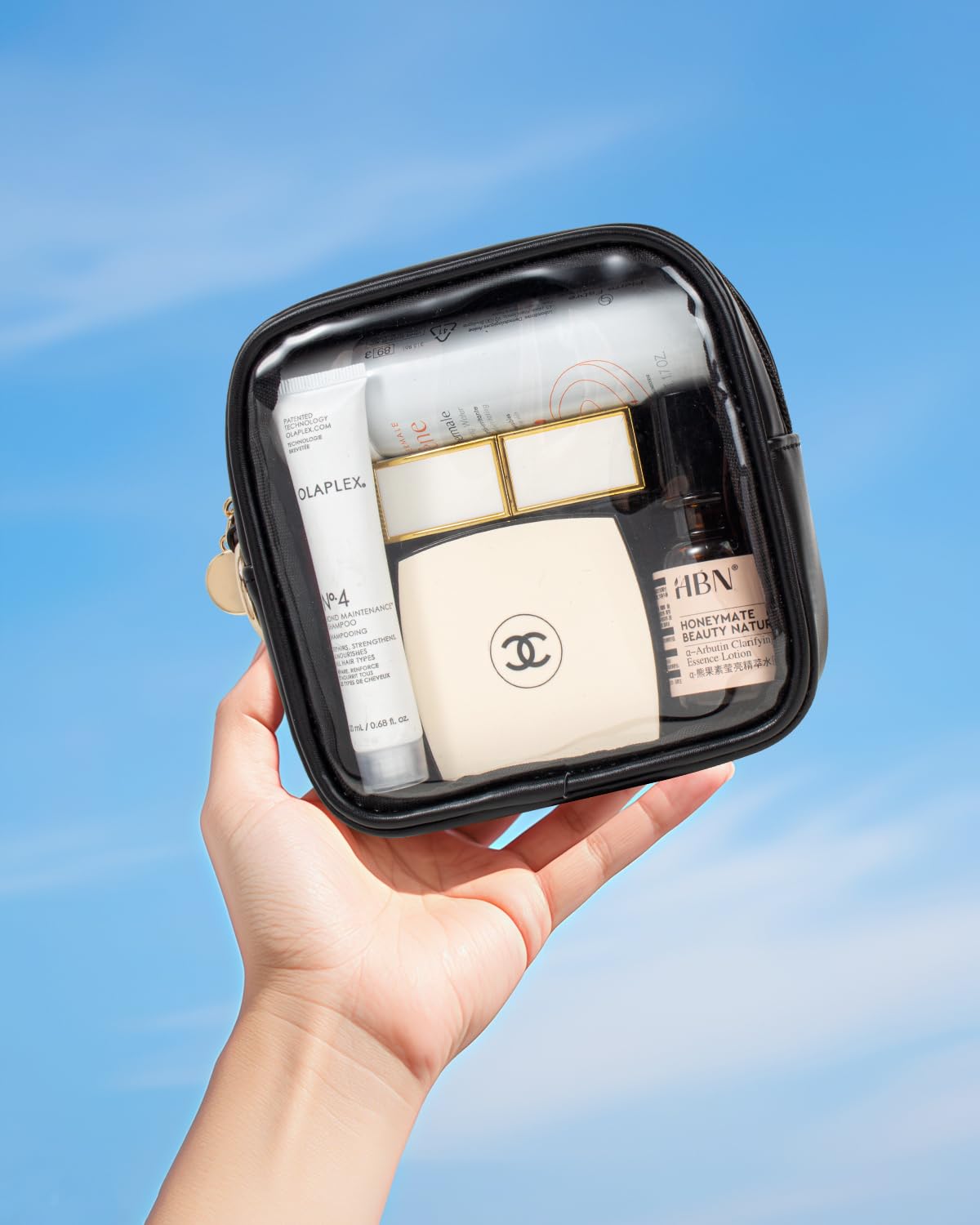 LETGO Mini Clear Makeup Bag - Small Travel Toiletry Organizer for Cosmetics & Essentials - Waterproof Cosmetic Pouch for Women & Men (Black) - Perfect for Purse, Carry-on, Gym & Daily Use
