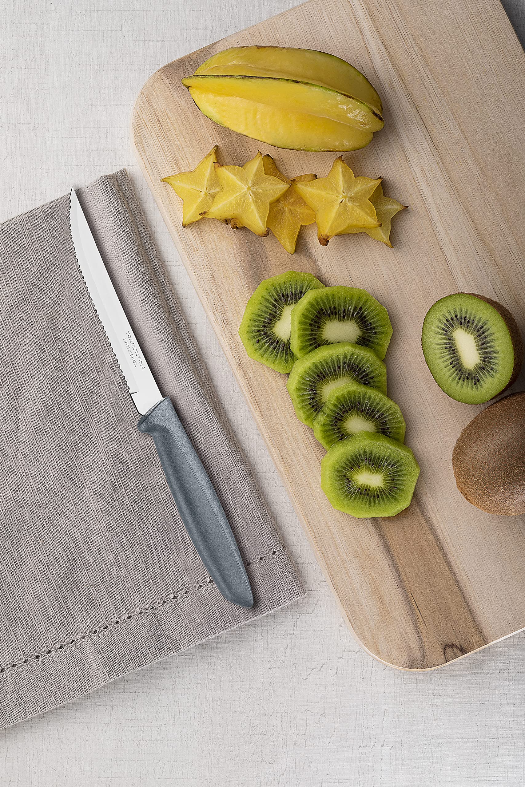 Tramontina 6-Piece Stainless Steel Kitchen Knife Set - Serrated Fruit & Tomato Knife, Vegetable Chopper & Peeler - Multipurpose with Pointed Tip (Grey, Model 23498654) - Perfect for Home Cooking, Meal Prep & Professional Kitchens