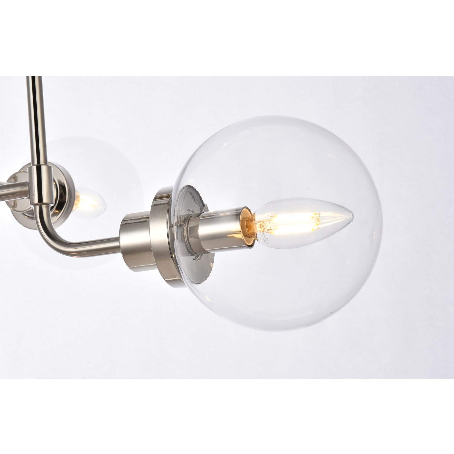 Hanson 8-Light Modern Pendant Lighting Fixture in Polished Nickel with Clear Glass Shade - Perfect for Dining Room, Kitchen Island, or Entryway Lighting