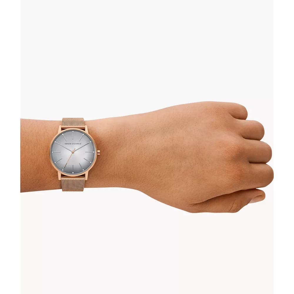 Armani Exchange AX5617 Rose Gold Milanese Strap Unisex Watch - Stylish Luxury Timepiece for Men & Women | Perfect for Office, Date Night & Formal Events