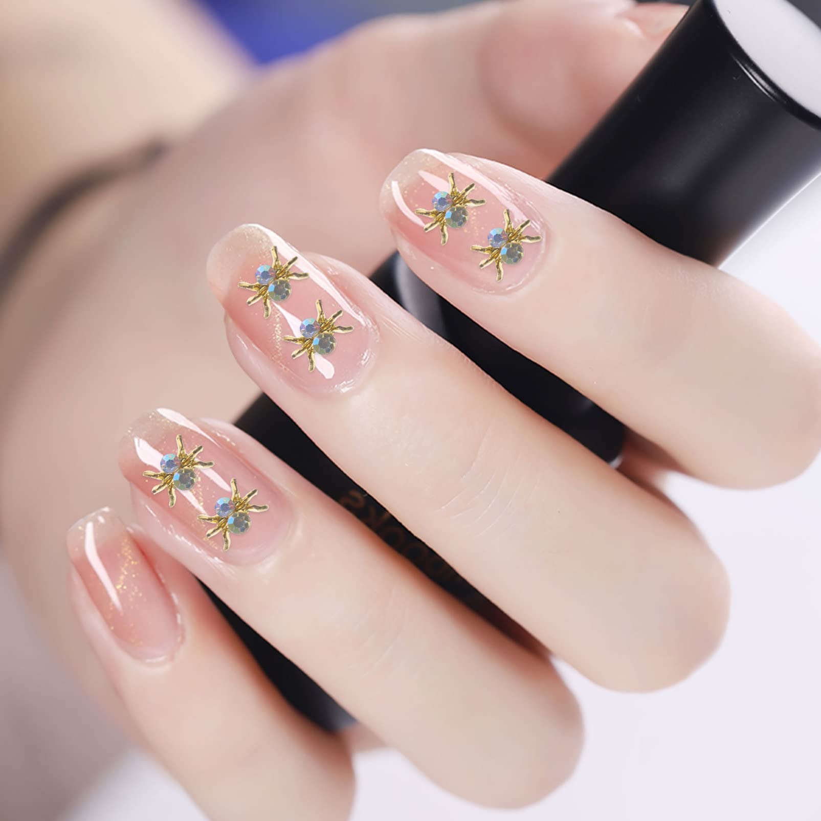 100PCS Spider Nail Charms - Flatback Rhinestone Gems for Nail Art, Phone Case Decor, DIY Jewelry Making | Halloween, Gothic, Punk Style Nail Accessories