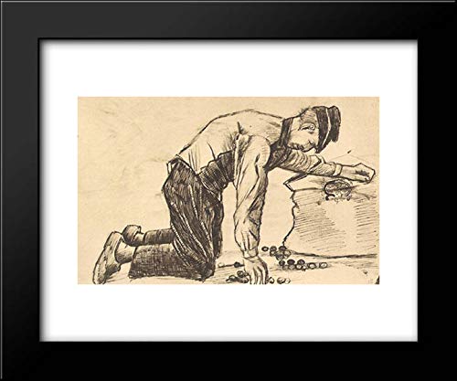 Vincent van Gogh 'Man Putting Potatoes In A Sack' 18x15 Framed Art Print - Vintage Farmhouse Wall Decor for Living Room, Kitchen & Office