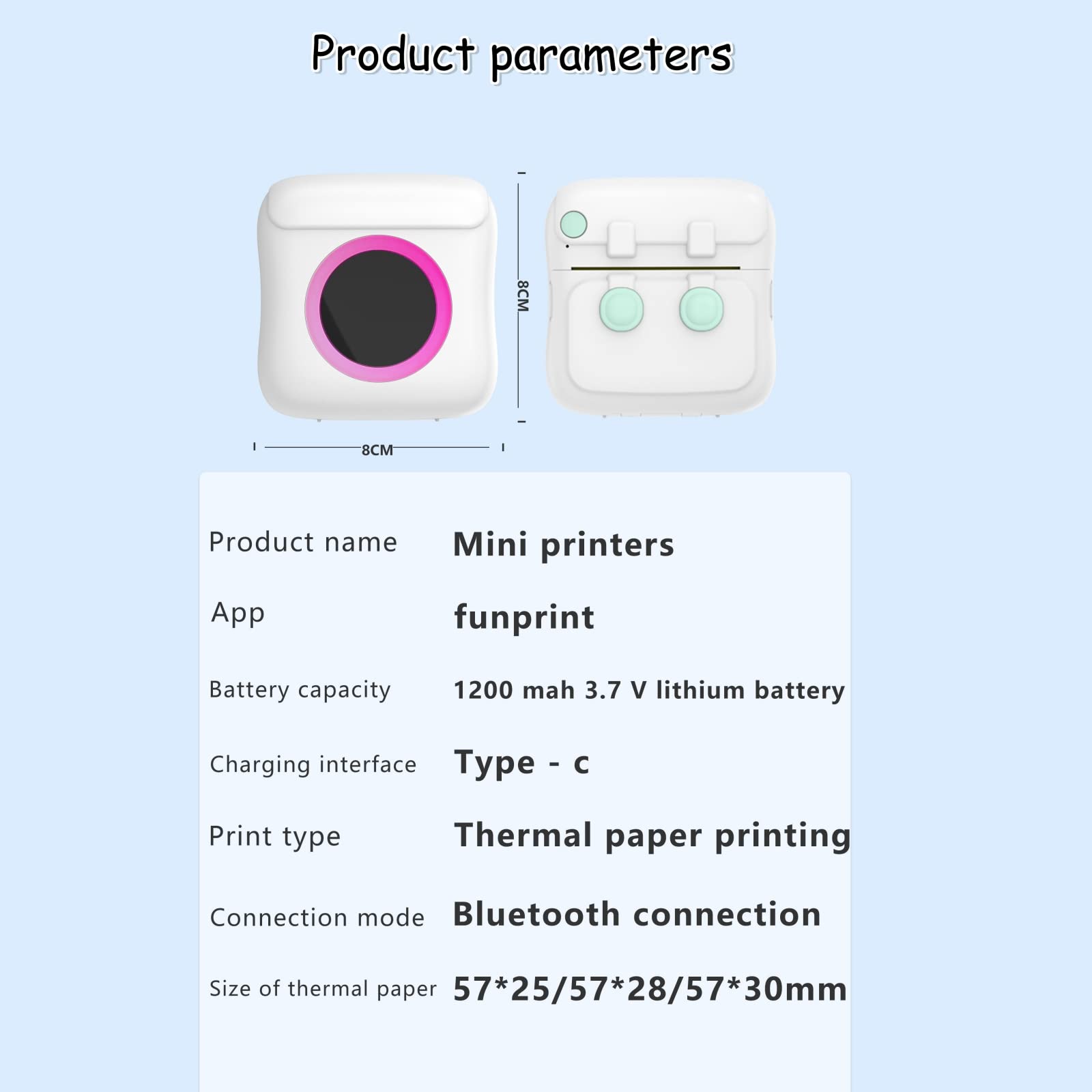 Print Pods Mini Portable Bluetooth Sticker Printer - Wireless Thermal Inkless Label Maker for Journals, Memos & Photos - Includes 5 Thermal Paper Rolls - Perfect for DIY Crafts, Scrapbooking & Home Organization (Blue)