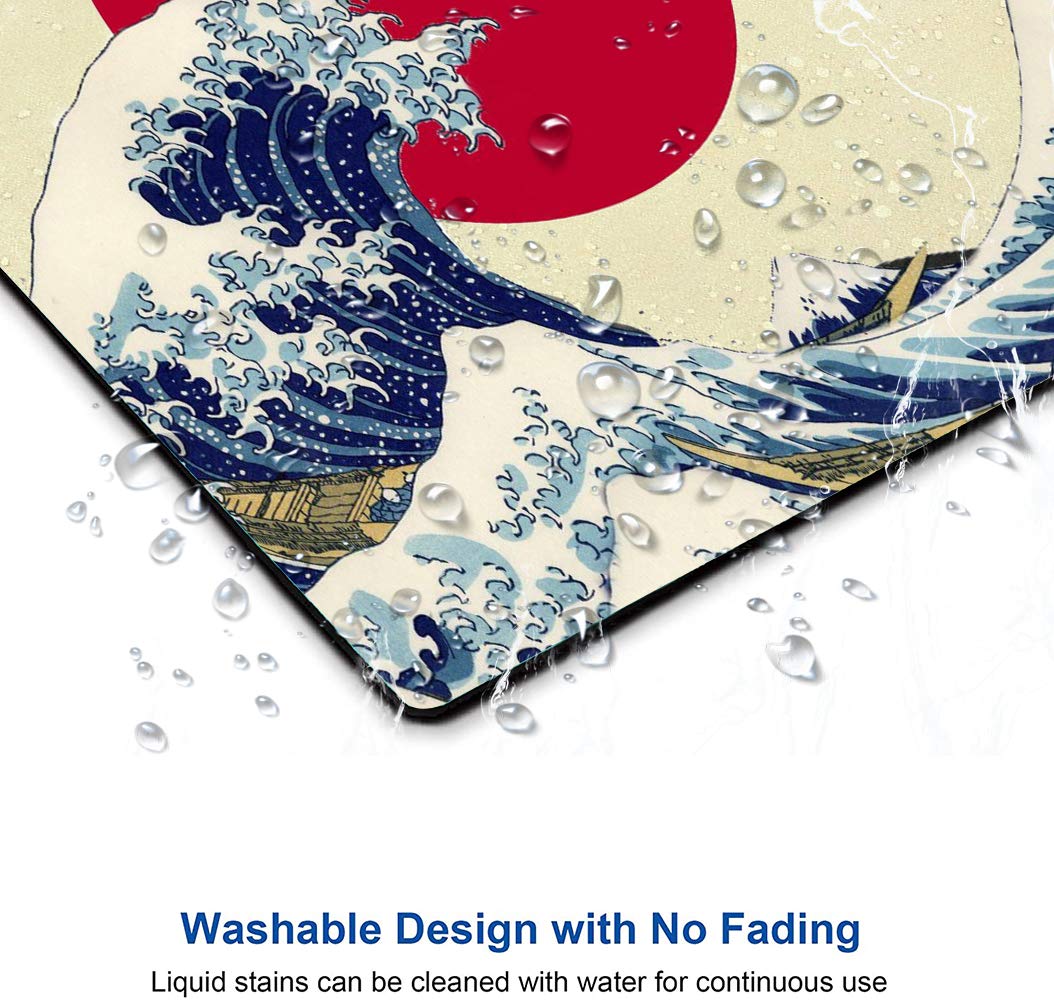 Japanese The Great Wave Off Kanagawa Gaming Mouse Pad - Non-Slip Rubber Base Computer Mouse Mat for PC, Laptop & Office Use (9.5x7.9 Inches) - Perfect for Gaming, Work & Home Office Setup