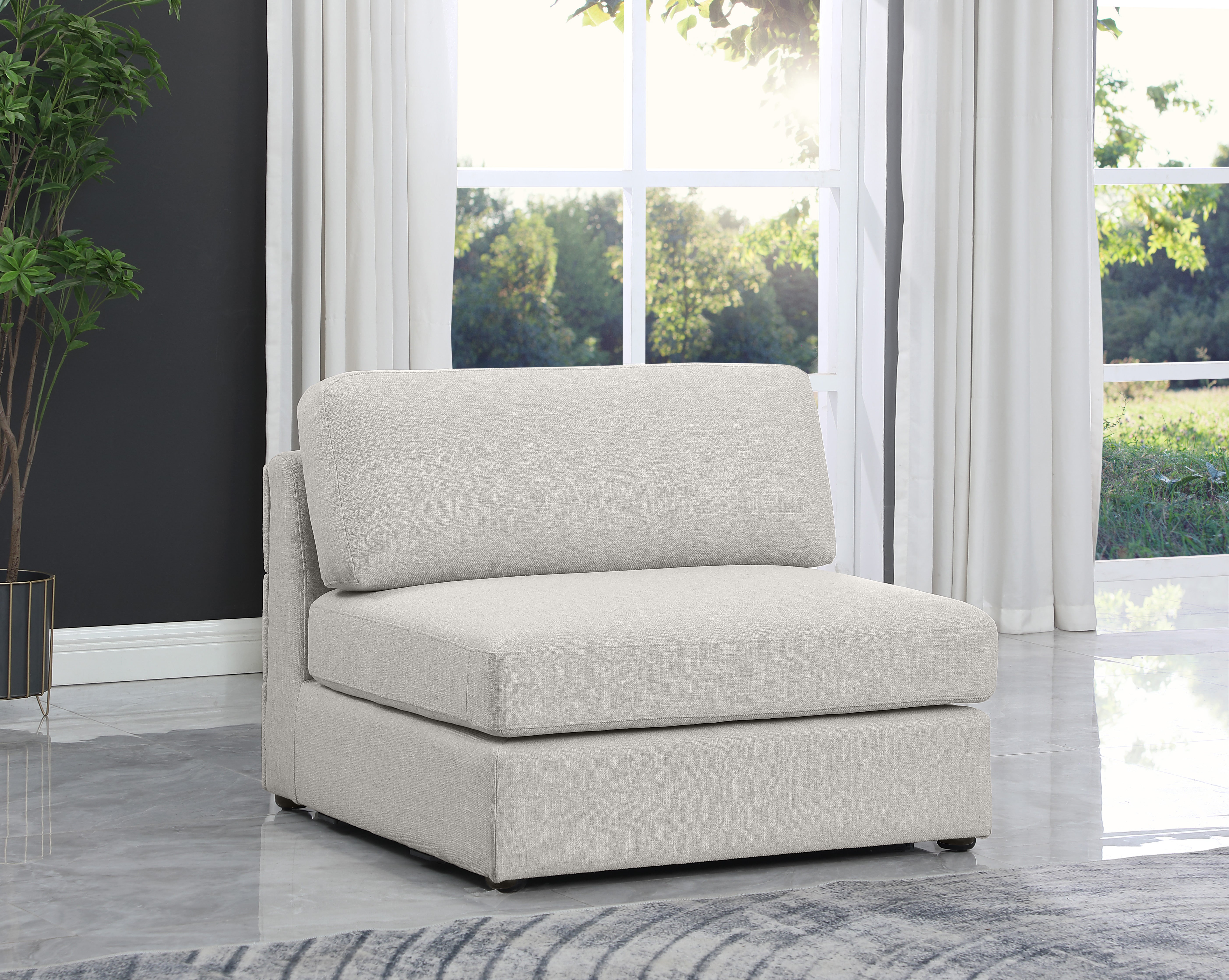 Beckham Durable Linen Textured Fabric Armless Chair - Modern Home Office & Living Room Accent Furniture for Relaxing & Decor