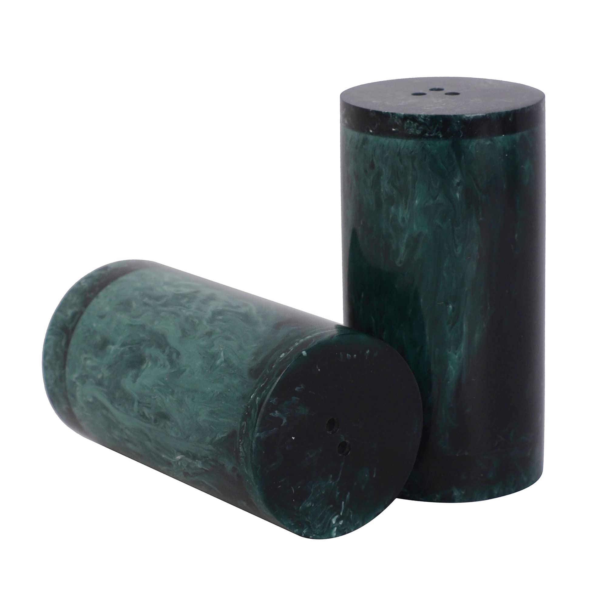 Farmhouse Style Salt and Pepper Shakers Set - 2 Piece Glass Spice Dispenser for Kitchen, Dining Table & Restaurant - Cute Kitchen Decor for Home, Farmhouse Wedding & Rustic Decor (Green) - Perfect for Seasoning Meals and Table Setting