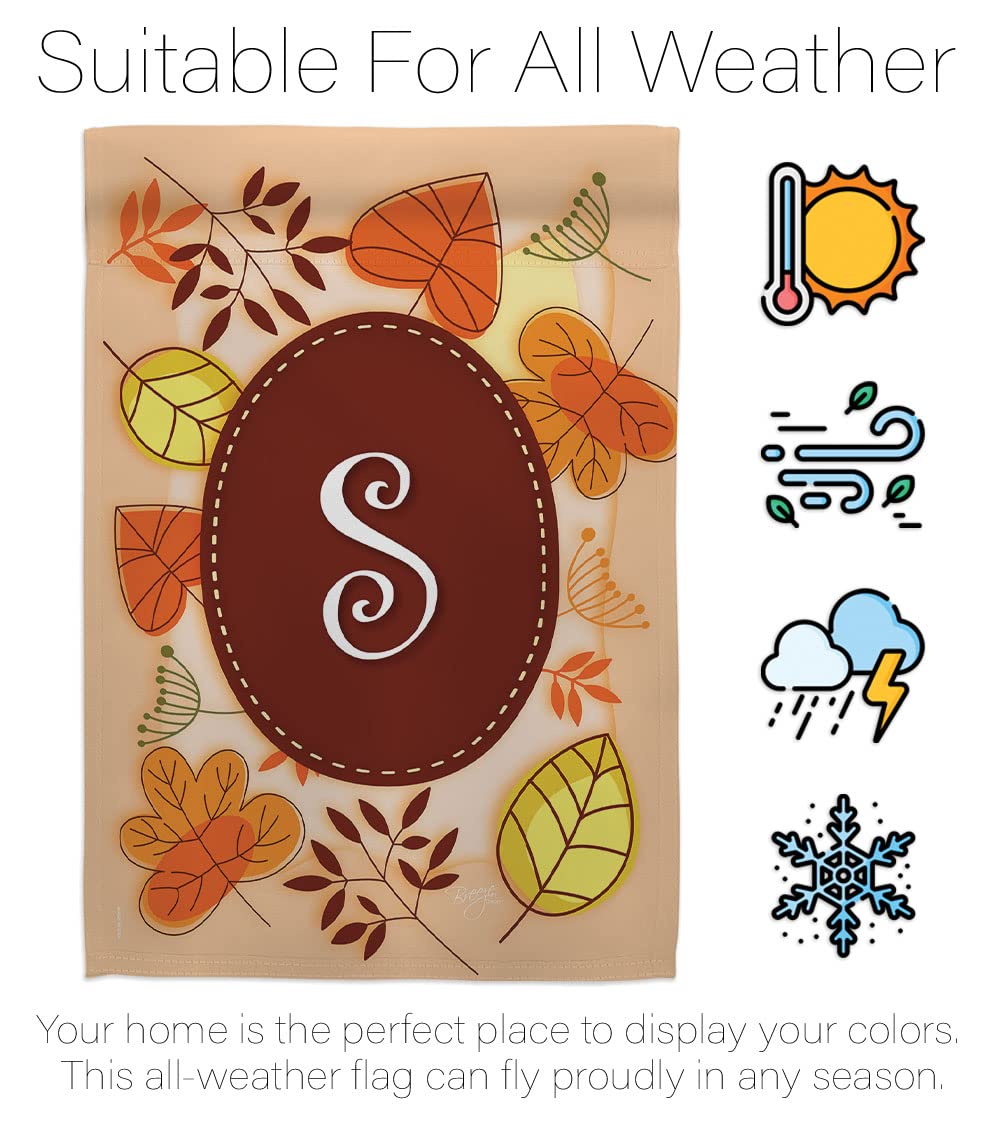 Autumn S Initial Fall Harvest Vertical House Flag Set - 28x40 Thick Fabric for Seasonal Home Decor