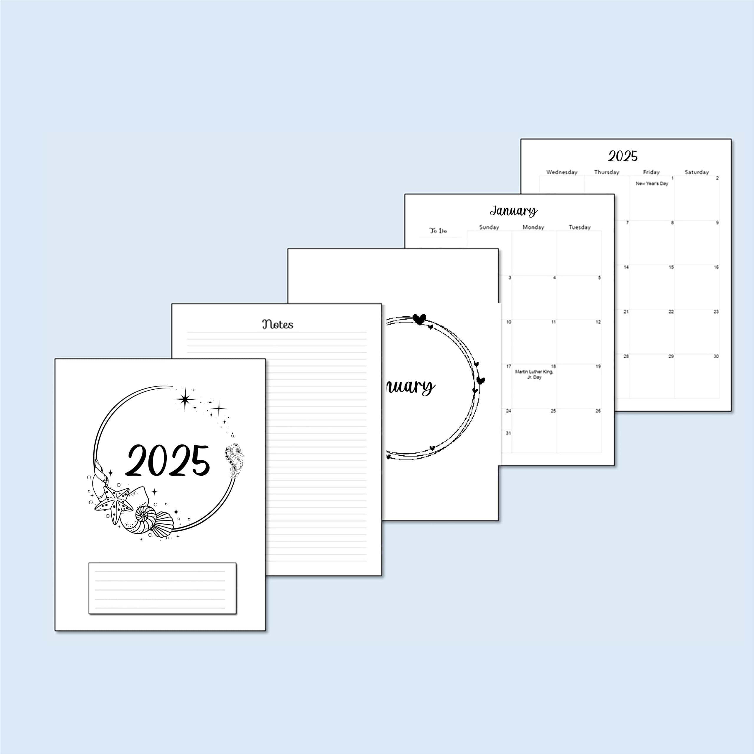 2025 Monthly Planner Refills for 9 Disc Happy Planners - 12 Month Loose-Leaf Calendar Inserts, 7x9.25