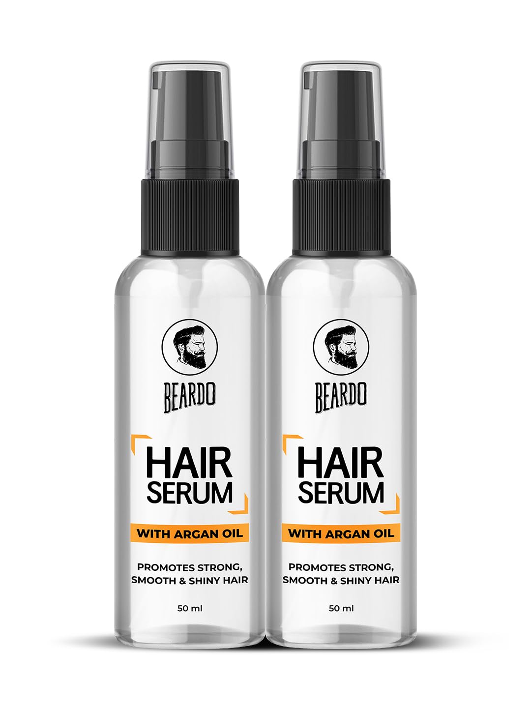 Beardo Hair Serum for Men (50ml x 2 Pack) - Argan Oil & Almond Oil Hair Smoothing Treatment - Adds Shine & Reduces Frizz - Daily Use for All Hair Types - Perfect for Dry, Damaged Hair & Styling Prep