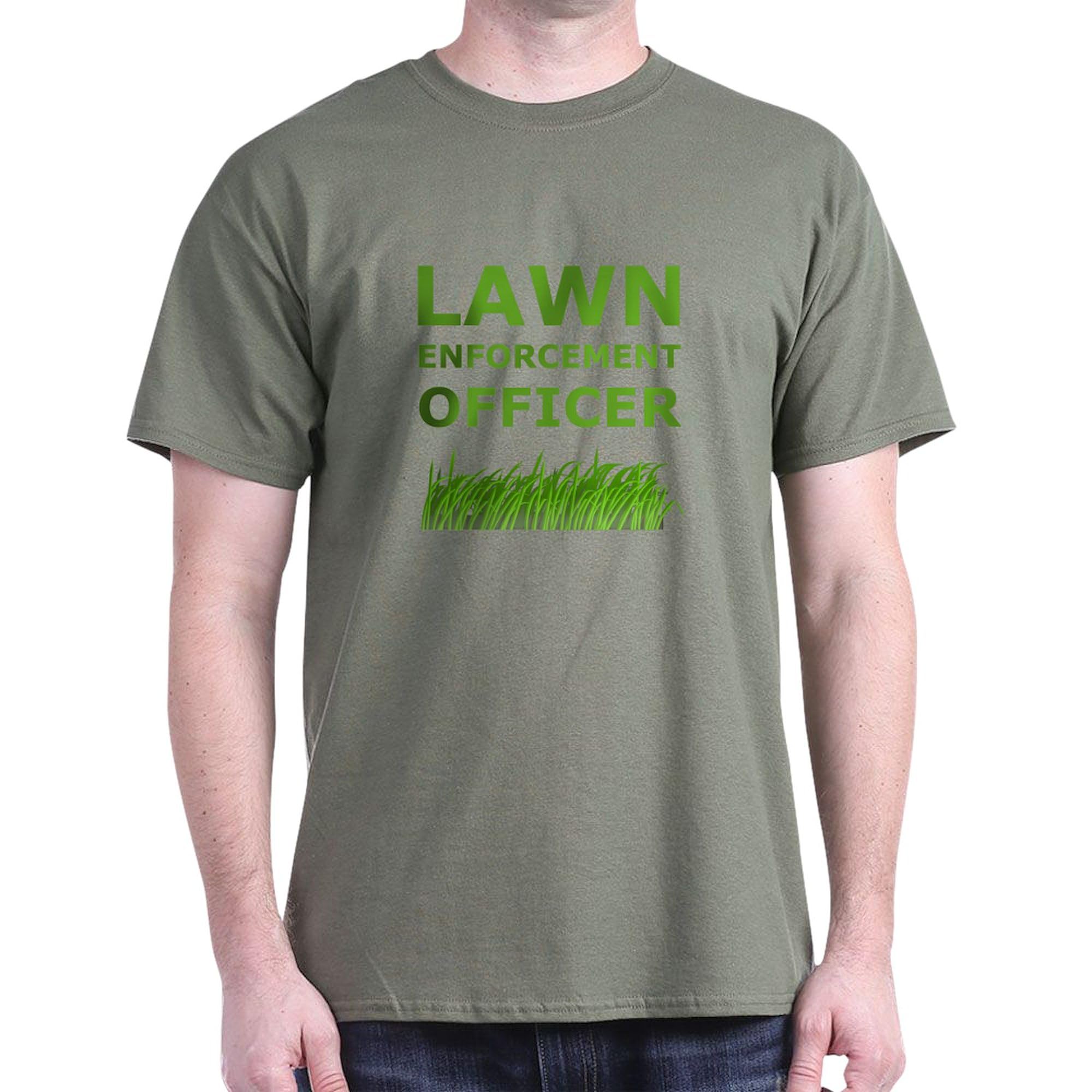 Lawn Enforcement Officer Dark T-Shirt for Men - 100% Cotton Classic Graphic Tee - Perfect for Gardening, Yard Work & Funny Gift Ideas