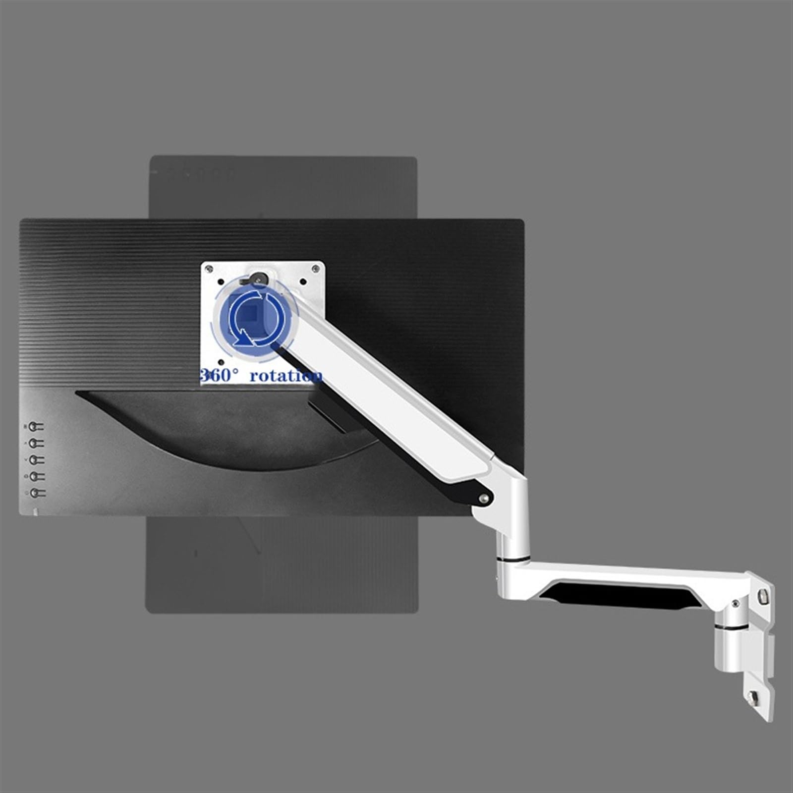 Aluminum Single Monitor Wall Mount Stand - Full Motion Pneumatic Spring Monitor Arm for 13-32 inch Screens (Max 19.8 lbs), VESA 100x100 Compatible - White | Perfect for Home Office, Gaming Setup & Workspace Ergonomics