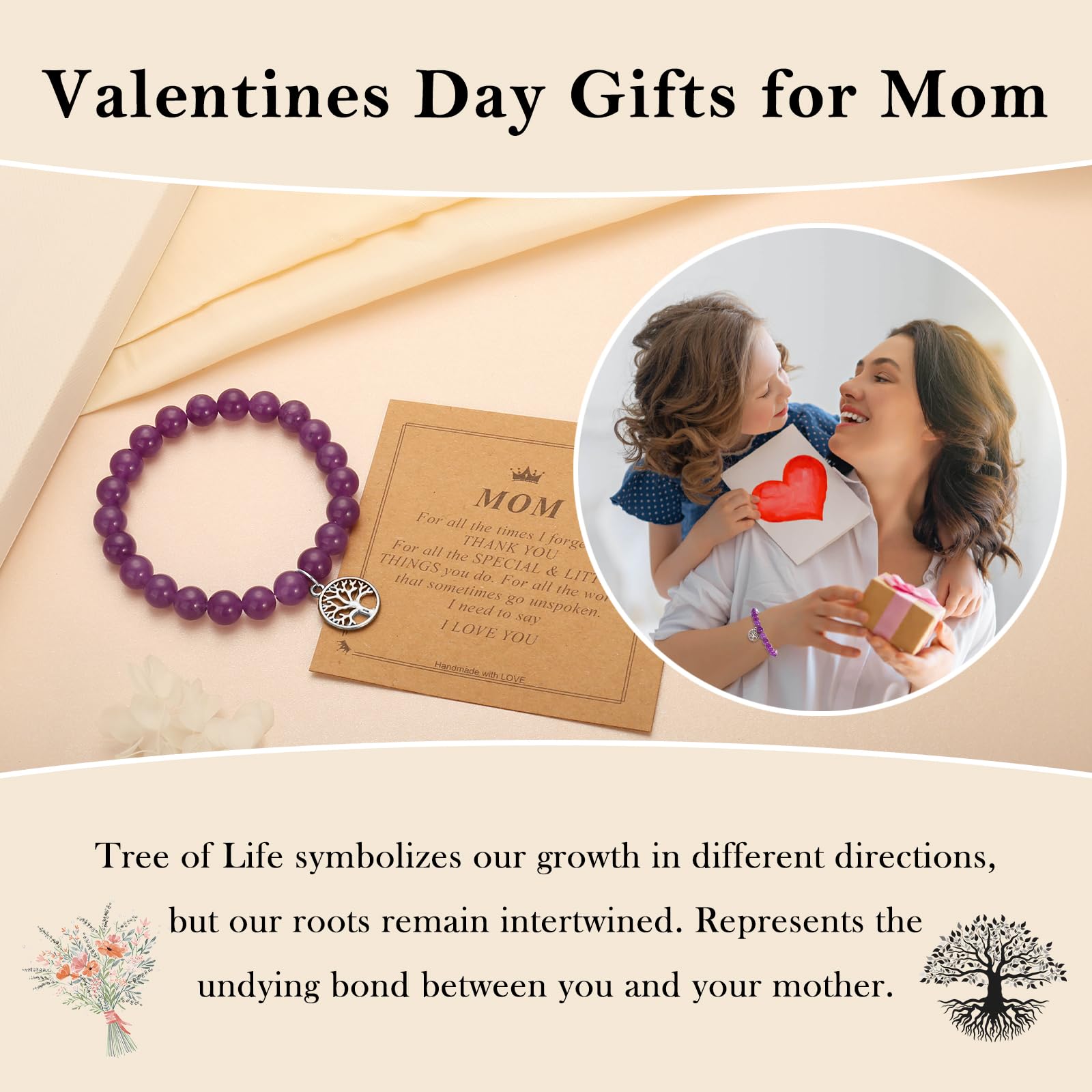 **Mother's Day Bracelet Gift for Mom - Natural Stone Jewelry for Birthday, Anniversary & Special Occasions - Perfect Gift from Daughter for Mom**    *(Use Case: Ideal for Mother's Day, birthdays, anniversaries, or as a heartfelt keepsake to show love and appreciation.)*