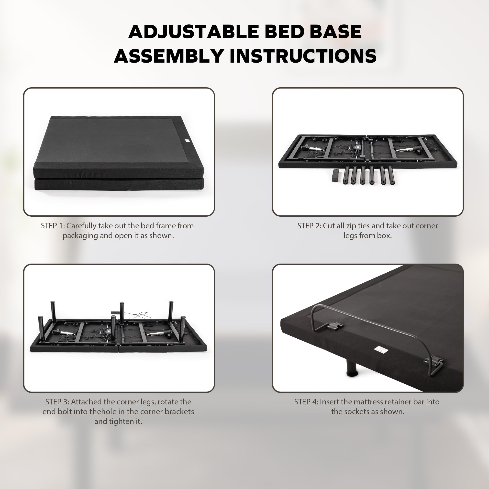 EGOHOME Queen Size Adjustable Bed Base with 14