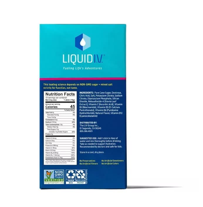 Liquid I.V. Hydration Multiplier Powder Packets - Passion Fruit Flavor (5.65 oz) | Electrolyte Drink Mix for Rapid Hydration, Energy Boost & Recovery - Perfect for Workouts, Travel & Outdoor Activities