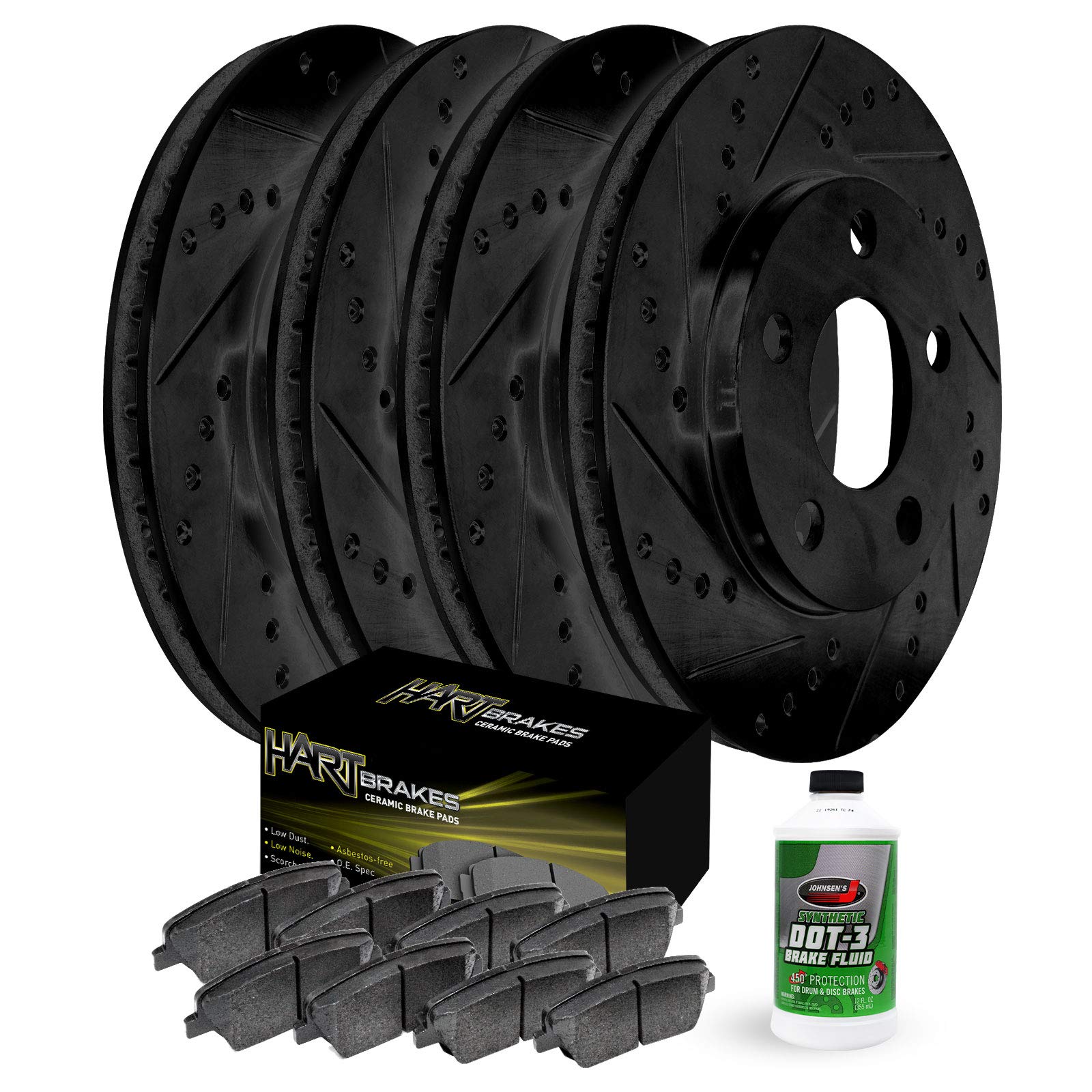 Hart Ceramic Brake Pads and Rotors Kit - Front & Rear Brake Set for 2011-2014 Honda Odyssey | High-Performance Braking System for Smooth Stops | Perfect for Daily Commuting, Family Trips & Heavy Loads