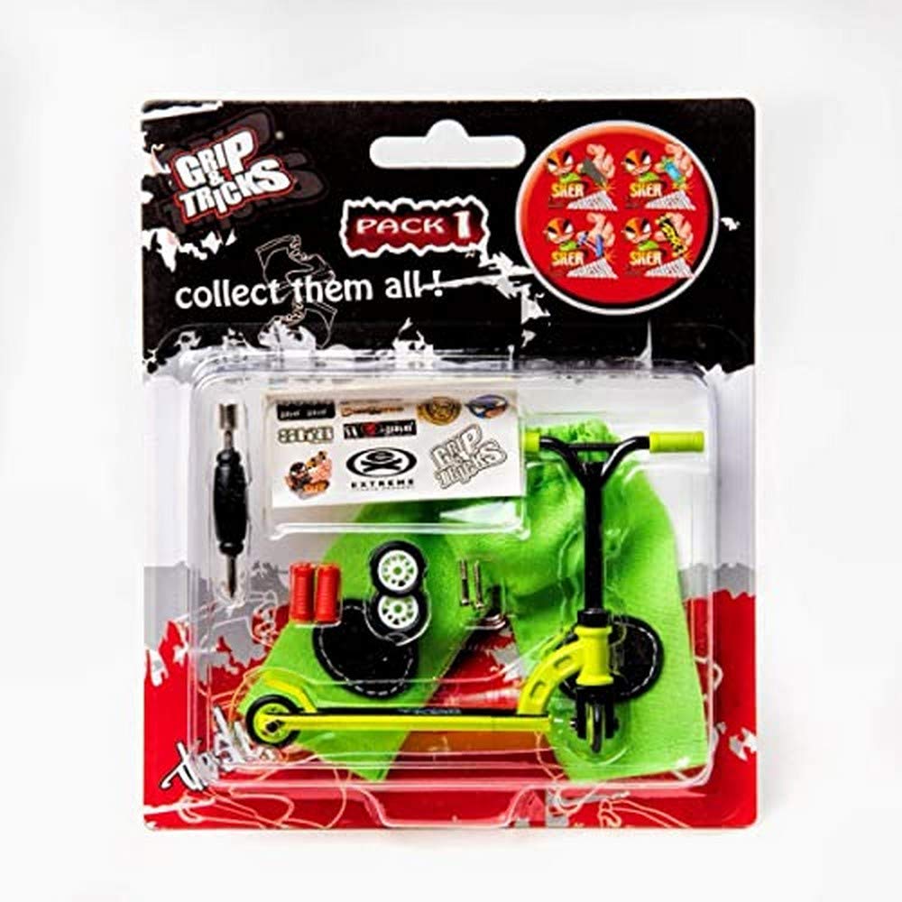 Freestyle Finger Scooter Green Pack with 2 Extra Wheels & 3 Tools - 10-Piece Mini Fingerboard Toy Set for Kids Ages 6+ | Perfect for Stunt Tricks, Skatepark Play & Collectible Fun