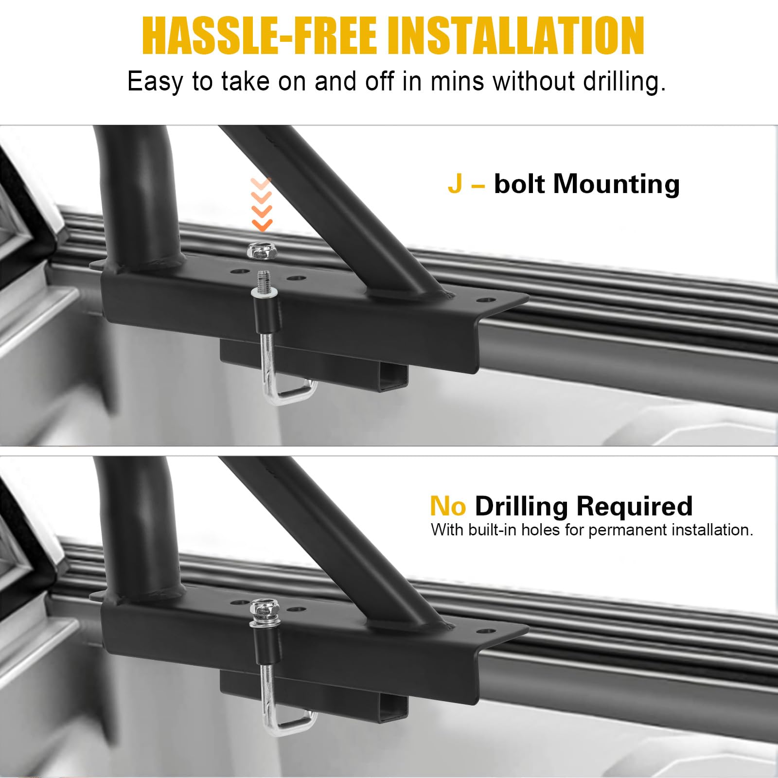 Heavy Duty Steel Truck Bed Ladder Rack - No Drill Installation, Extendable 52