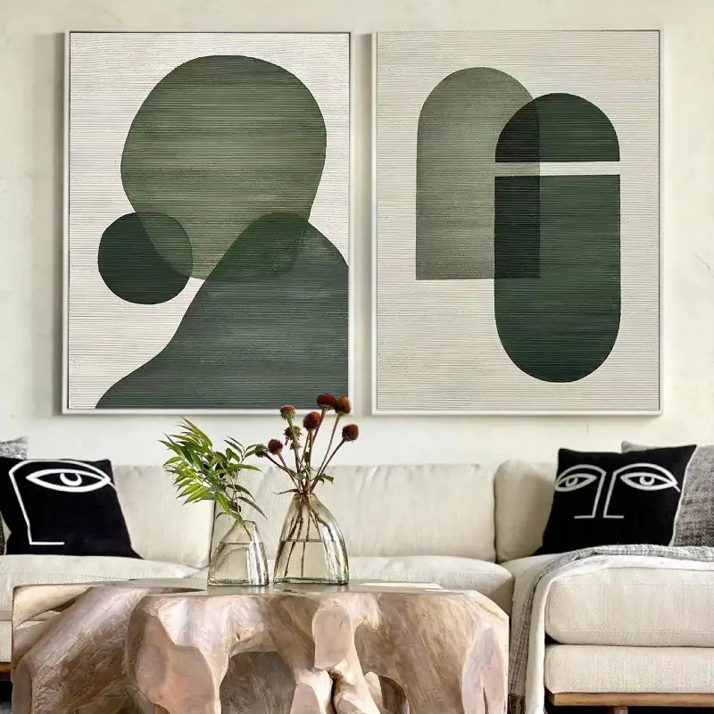 Abstract Tranquility Set of 2 Modern Canvas Wall Art - Minimalist Home Decor for Living Room, Bedroom & Office - #WS020