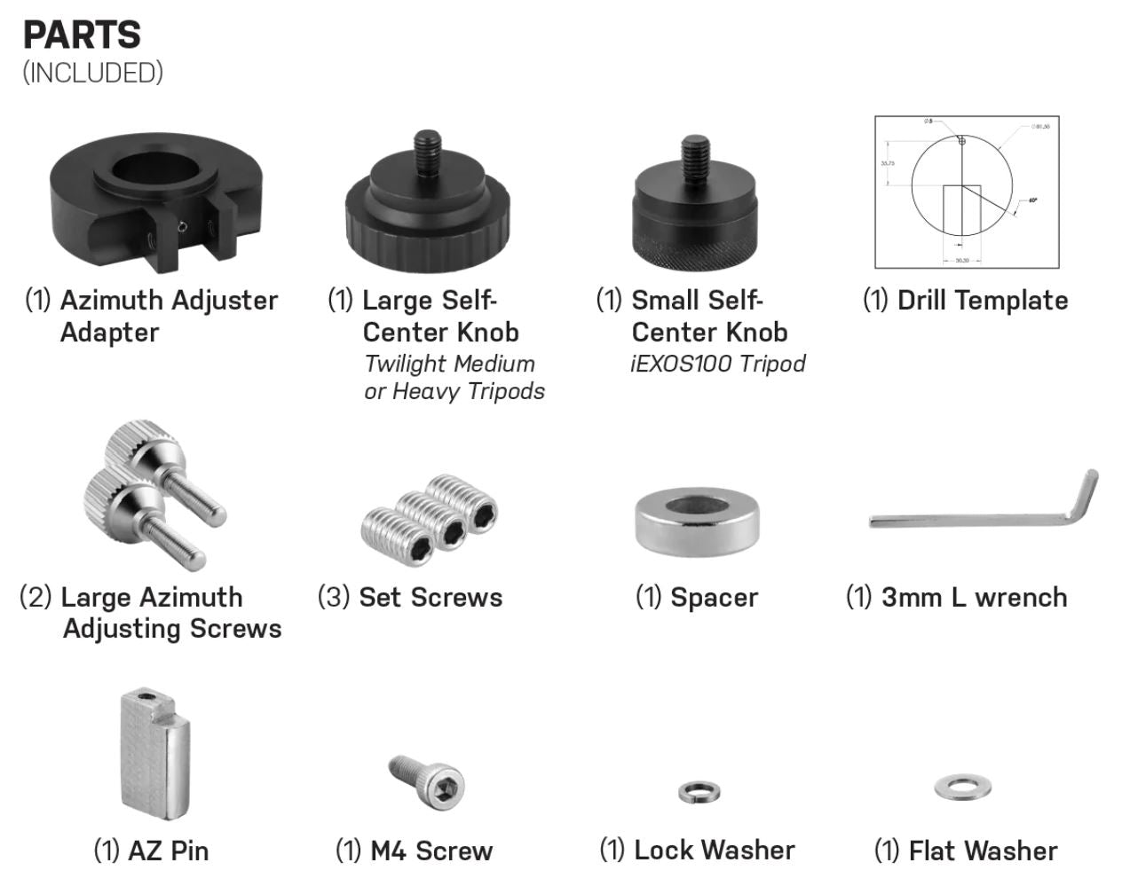 iEXOS 100 Azimuth Adjuster Adapter for Telescope Mount - Precision Alignment Tool for Astrophotography & Stargazing