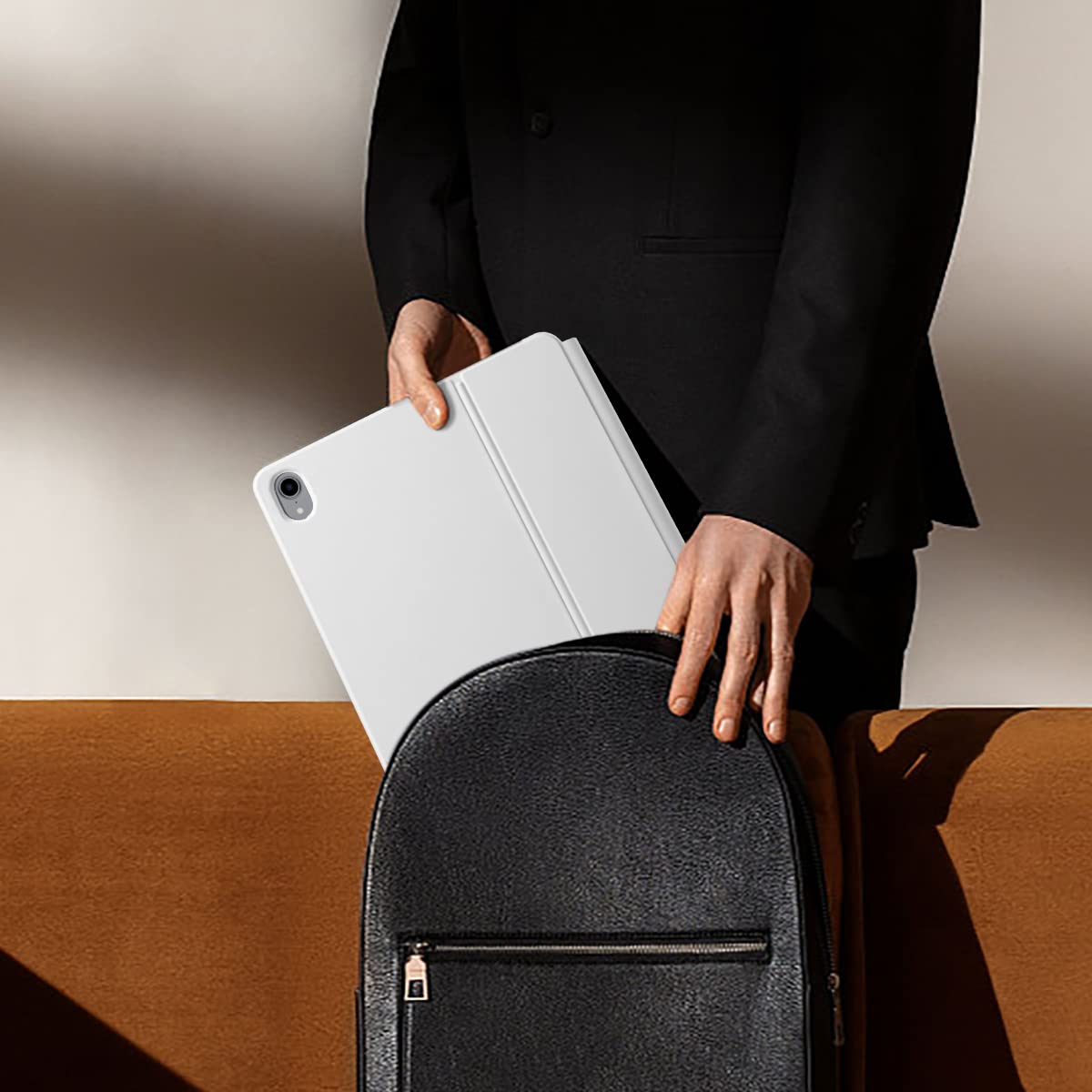 Magnetic Keyboard Case for iPad 10th Generation 10.9 inch 2022 - Slim Floating Cantilever Stand with Backlit Wireless Keyboard & Trackpad (White) - Perfect for Work, Study & Travel