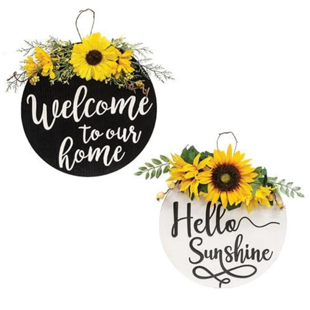 Personalized Engraved Round Floral Wooden Home Decor Sign - 2 Piece Set for Wall or Door - Perfect for Farmhouse, Rustic, or Boho Style Home Decor