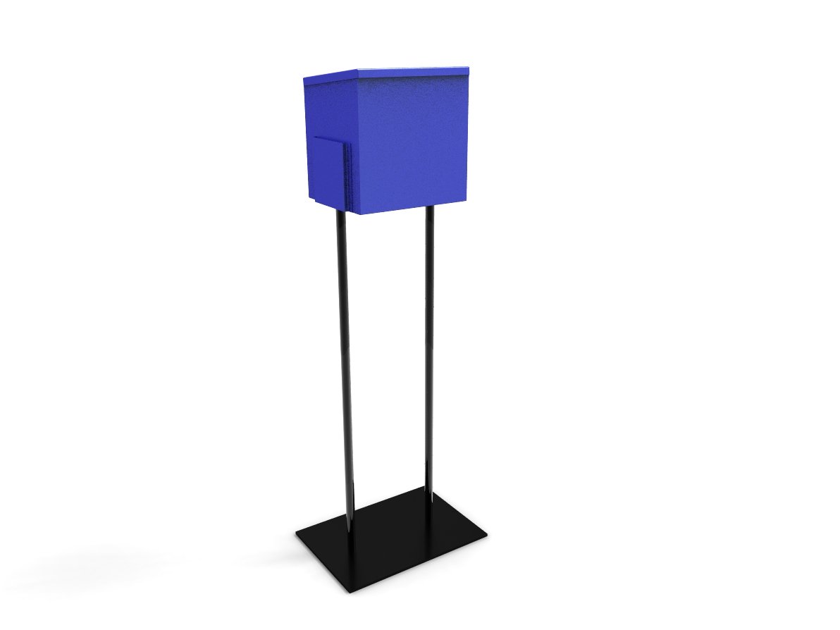 FixtureDisplays® Blue Metal Ballot Box - Secure Voting, Donation & Suggestion Collection Box with Black Stand (11064+10918-BLUE) - Perfect for Elections, Fundraisers & Office Feedback