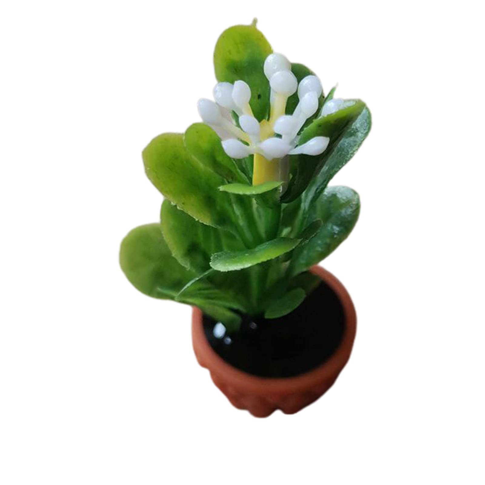 Meideli Miniature Dollhouse Accessories - Realistic Resin Pot Plant for Pretend Play, DIY Dollhouse Decor & Photo Props (White) | Perfect for Dollhouse Scenes, Kids Playrooms & Creative Photography