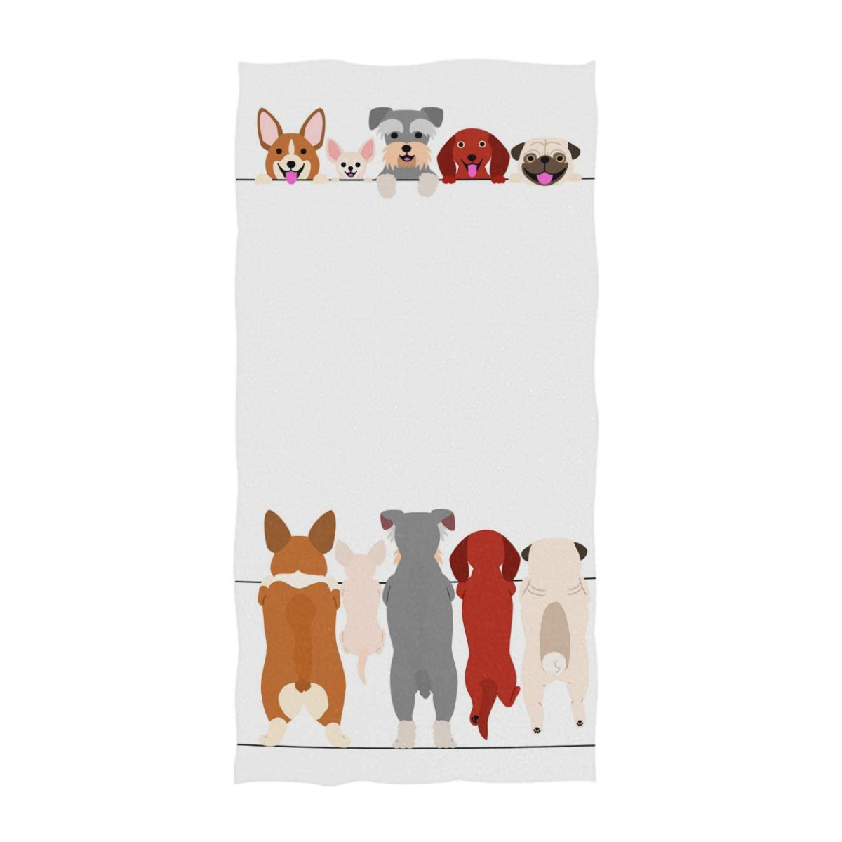 Soft & Absorbent Naanle Standing Dog Design Guest Hand Towels Set - 16