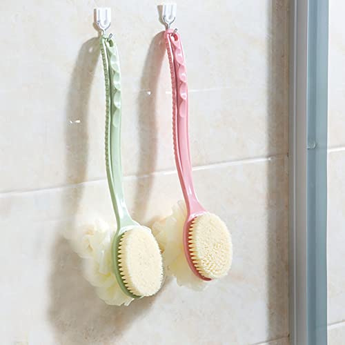 Mahek Double-Sided Body Brush for Shower & Bath - Long Handle Back Scrubber with Loofah Exfoliator - Pack of 1 (Multicolor) - Perfect for Deep Cleansing, Exfoliation & Reaching Hard-to-Wash Areas