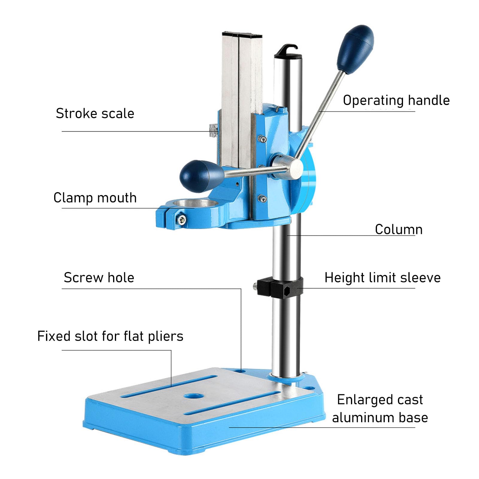 Heavy Duty Electric Drill Stand - Adjustable Floor Drill Press Table with Rotatable Base & Clamp for Precision Drilling | Perfect for Woodworking, Metalworking & DIY Repair Projects