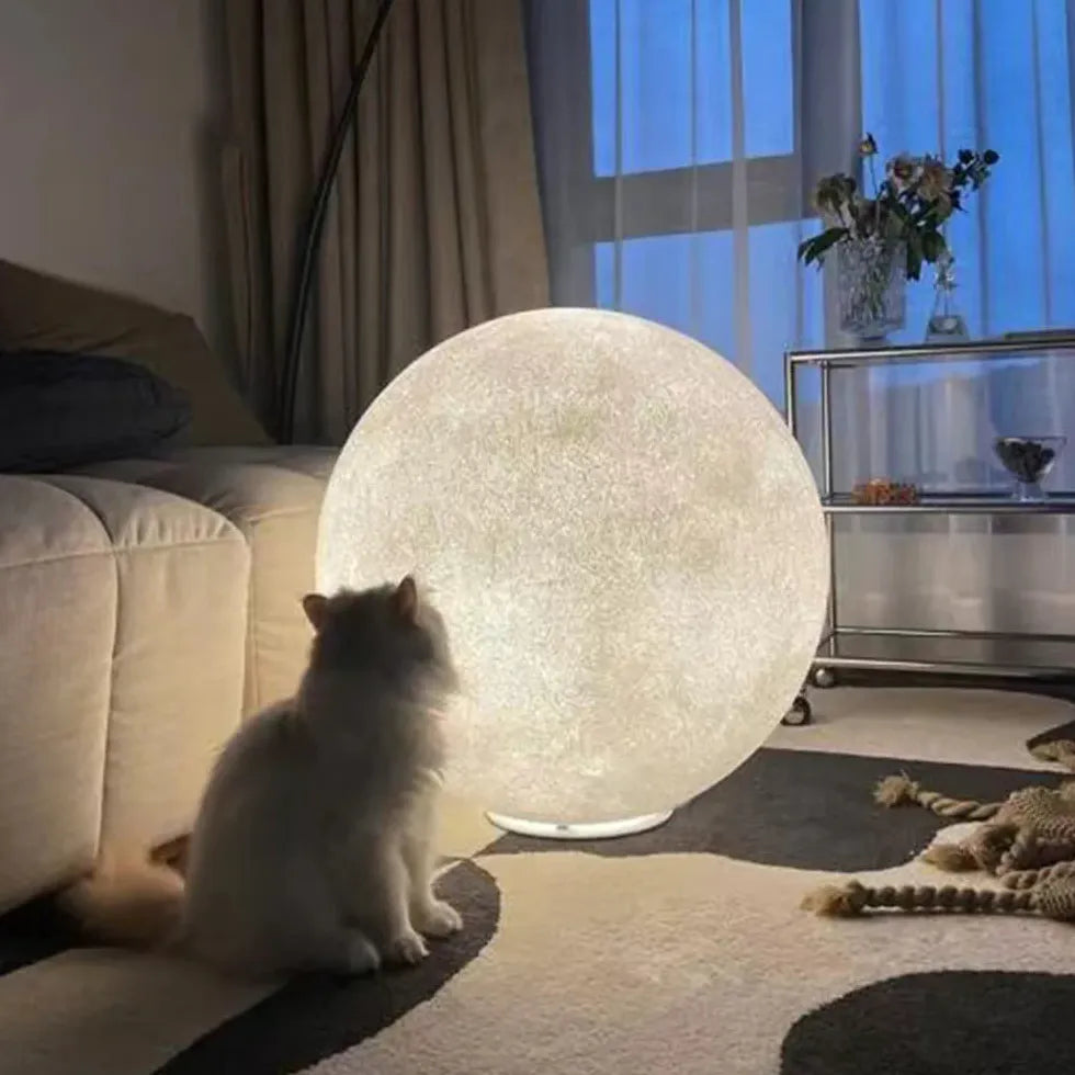 Modern Moon Shaped Floor Lamp - Ambient LED Night Light for Bedroom, Living Room & Nursery - Dimmable Soft Lighting for Relaxation & Decor