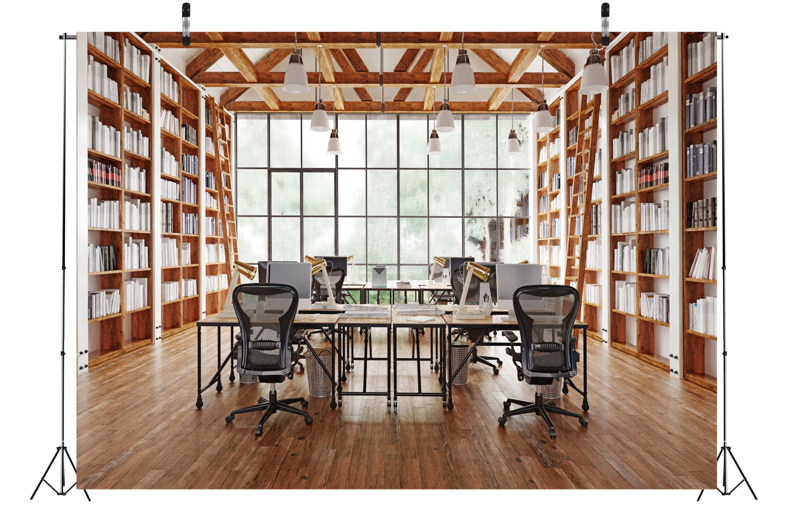 5x3ft Fabric Bookshelf Backdrop - Professional Office Zoom Meeting & Video Conferencing Background for Business, Adults - Ideal for Video Recording, Photography, Photo Shoot Decorations & Online Meetings