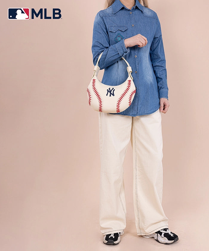 MLB New York Yankees Hobo Bag for Women - Stylish Crossbody Shoulder Purse - Perfect for Baseball Games, Travel & Everyday Use