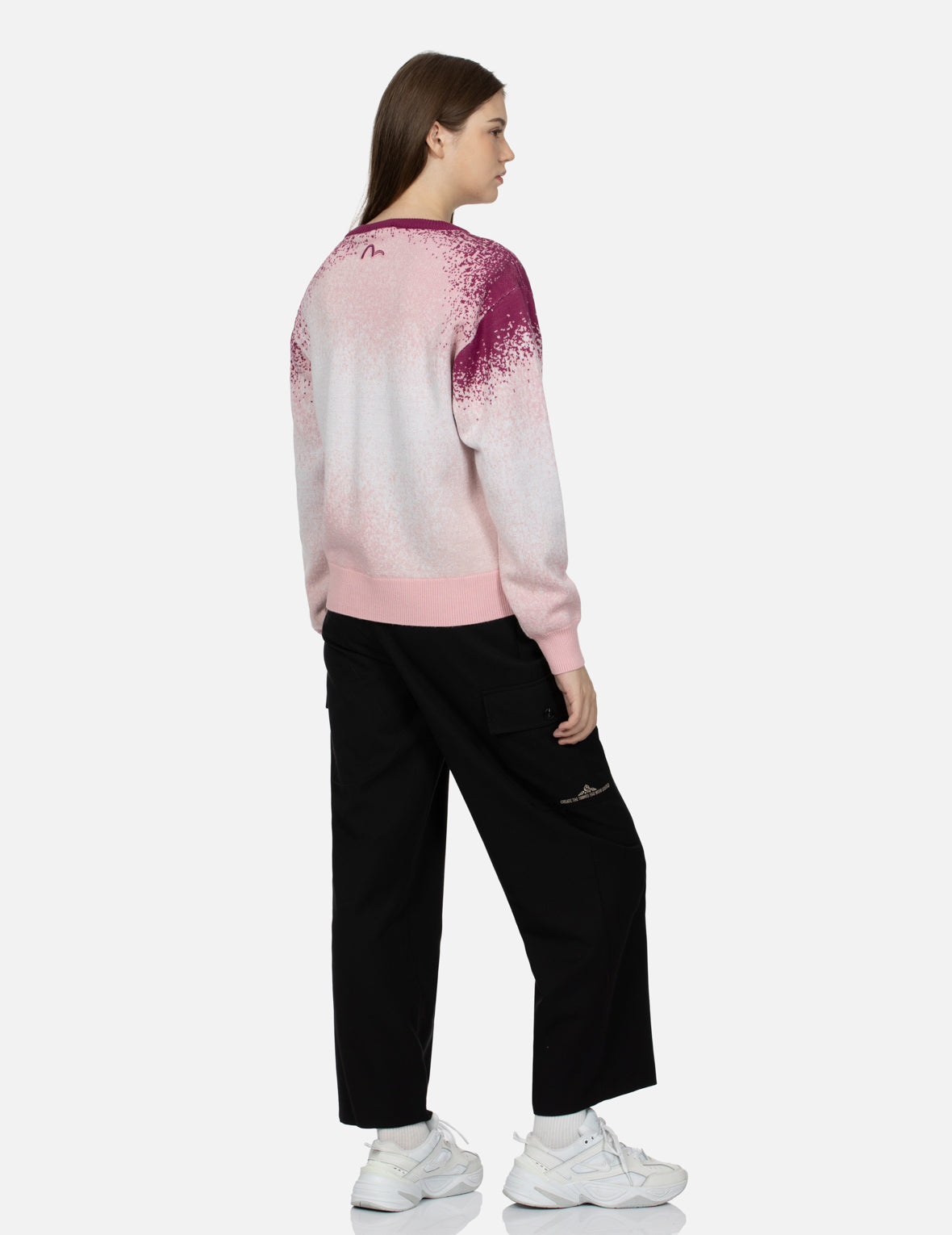 Logo Intarsia Gradient Relaxed Fit Sweater for Women | Soft Oversized Pullover | Casual Comfort Wear for Fall & Winter | Perfect for Office, Coffee Dates & Weekend Outings