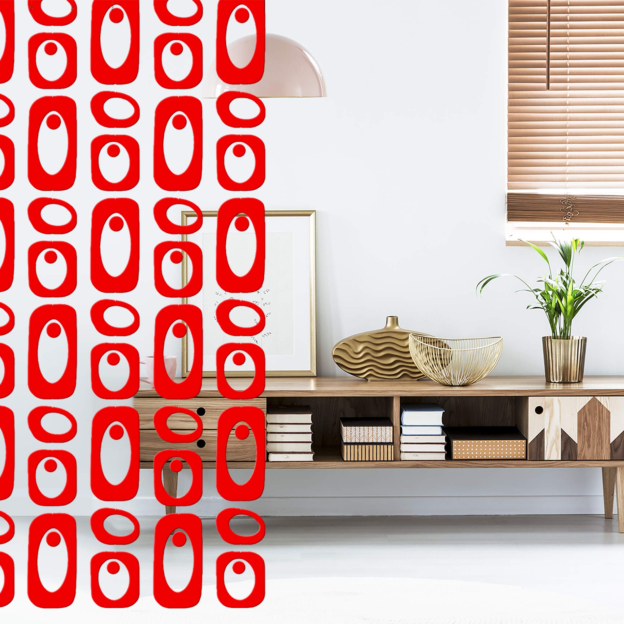 Red Beatnik DIY Room Divider Kit - Mid Century Modern Contemporary Partition for Home & Office Decor - 37”W x 70”H - Perfect for Studio Apartments, Open Floor Plans & Privacy Solutions