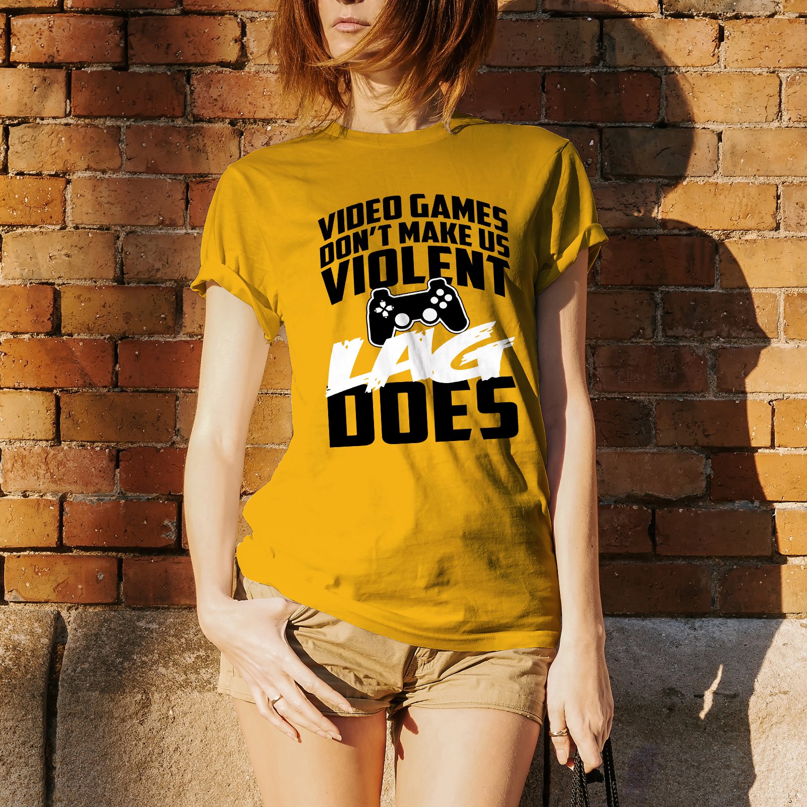 Gaming T-Shirt - 'Video Games Don't Make Us Violent, Lag Does' Funny Gamer Tee for Casual Wear & Esports Events