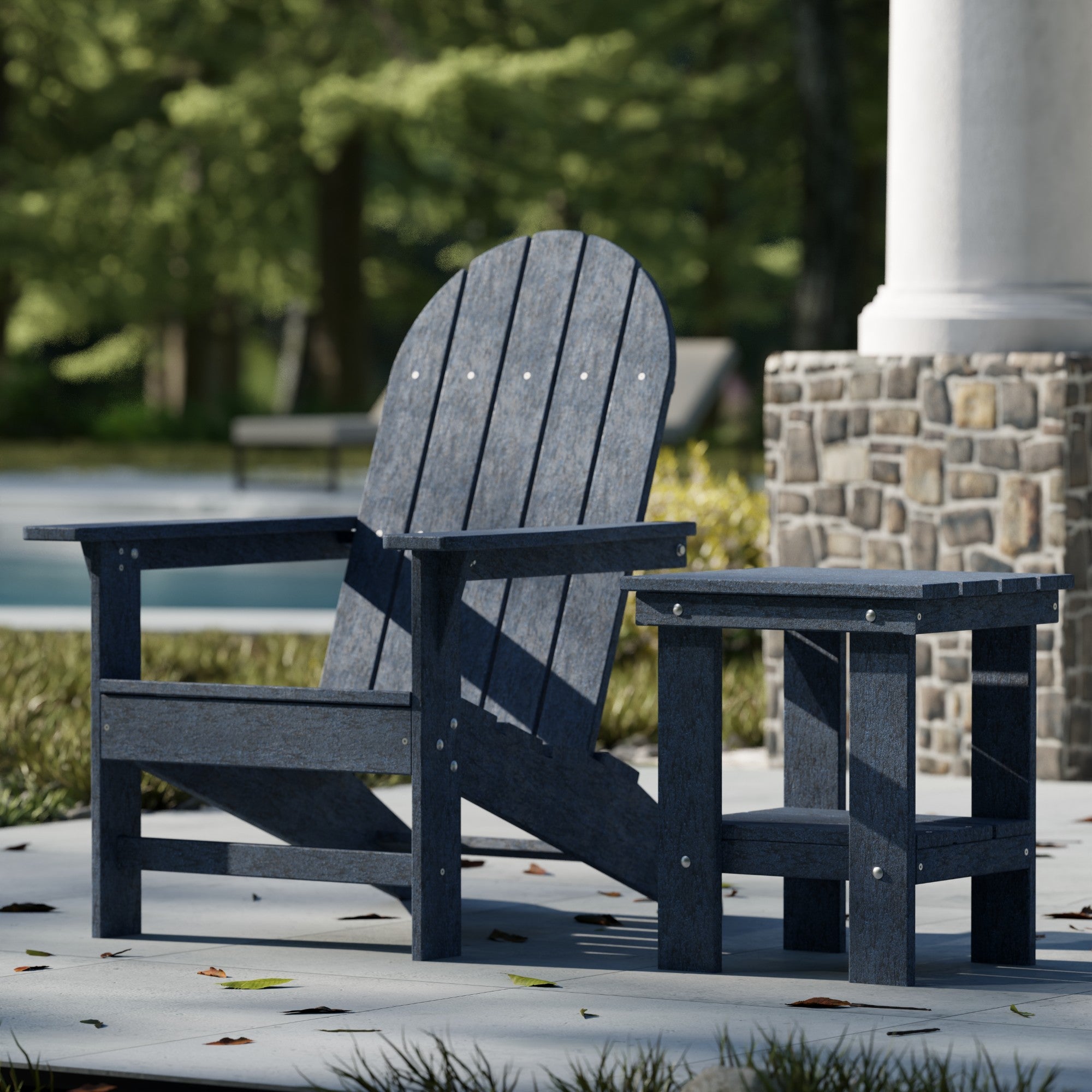 Freedom Modern Adirondack Chair & Side Table Set - Durable Outdoor Patio Furniture for Garden, Poolside, Deck, and Backyard Relaxation