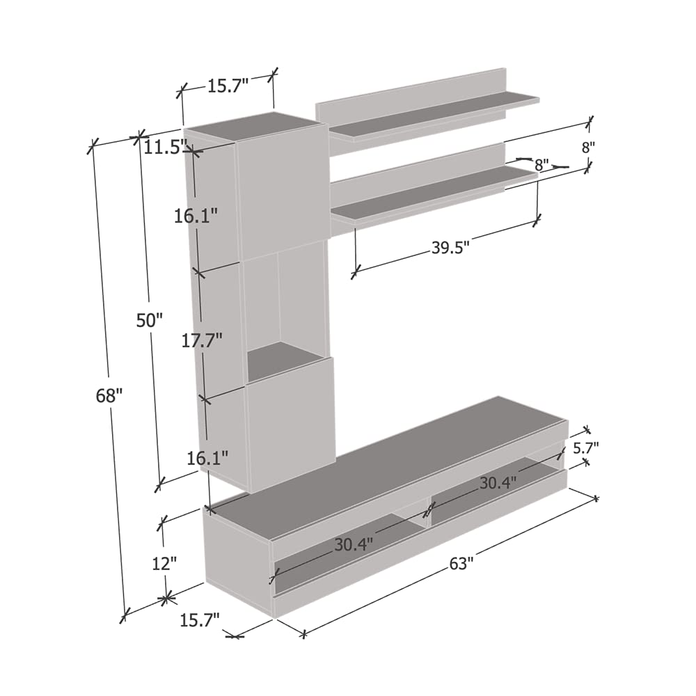 Modern Floating TV Stand with Storage & LED Lights - Wall-Mounted Entertainment Center for Bedroom & Living Room - 34