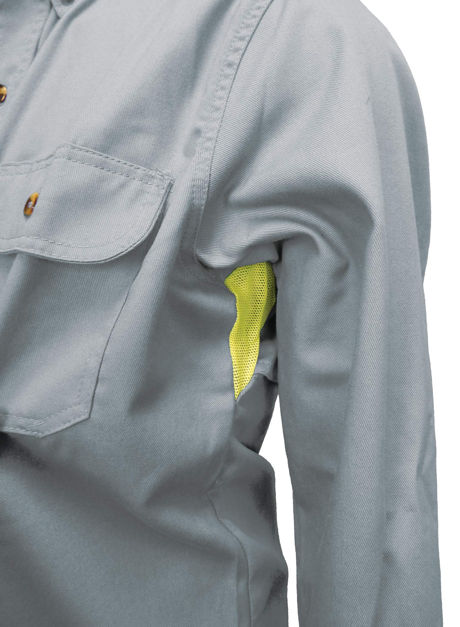 Summit Breeze MCR Flame Resistant Vented Shirt with Back Buttons - Grey, Large Size | Workwear for Oil Rig, Construction & Outdoor Safety