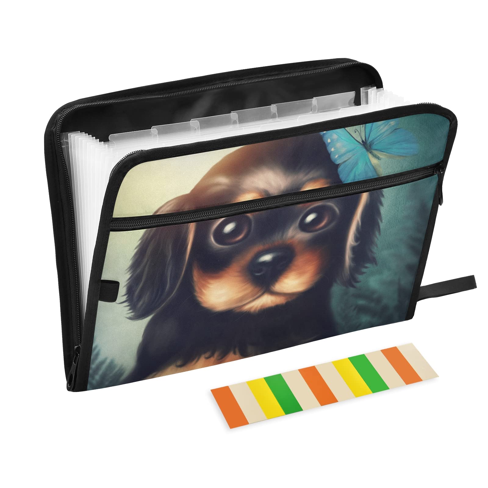 UMIRIKO 13-Pocket Expanding File Folder for Dogs - A4 Letter Size Accordion Organizer with Zipper Closure & Sticky Labels | Perfect for Pet Records, Veterinary Documents & Dog Show Paperwork (20220732)