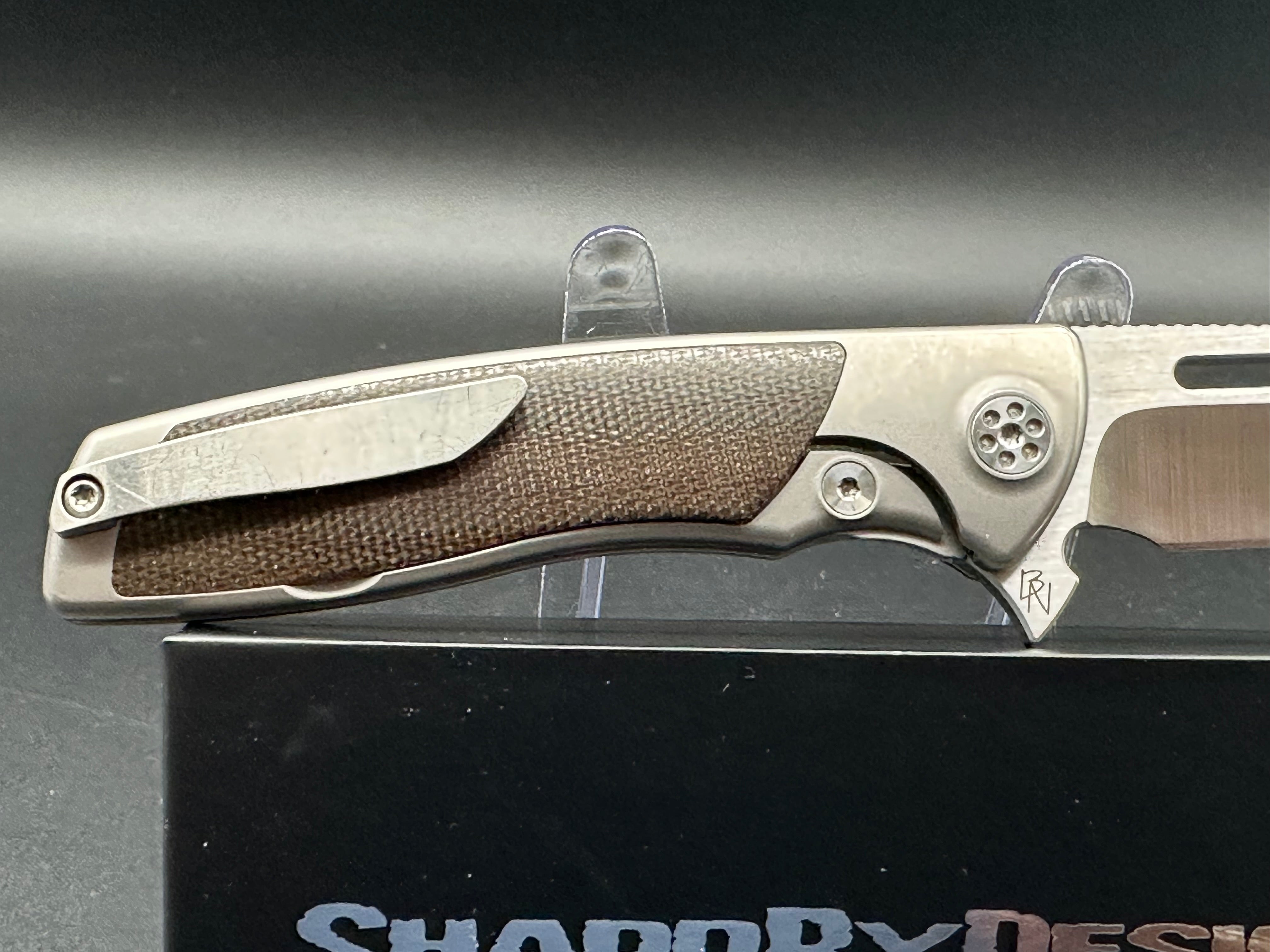 Sharp by Design Mini Evo Typhoon Folding Knife - Premium Titanium & Micarta Handle - EDC Pocket Knife for Outdoor, Camping & Everyday Carry