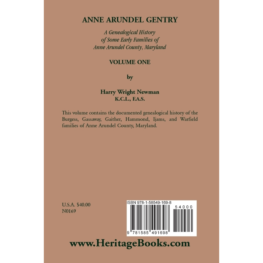 Anne Arundel Gentry Vol.1: Genealogical History of Early Maryland Families in Anne Arundel County | Perfect for Ancestry Research & Maryland History Enthusiasts