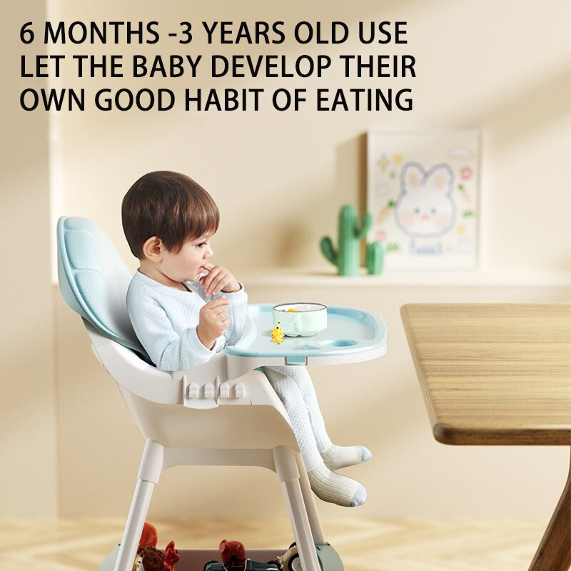 2 in 1 Convertible Baby High Chair for 6+ Months - Adjustable Height, Detachable Footrest & Double Tray - Perfect for Feeding, Playtime & Learning at Home or Restaurant
