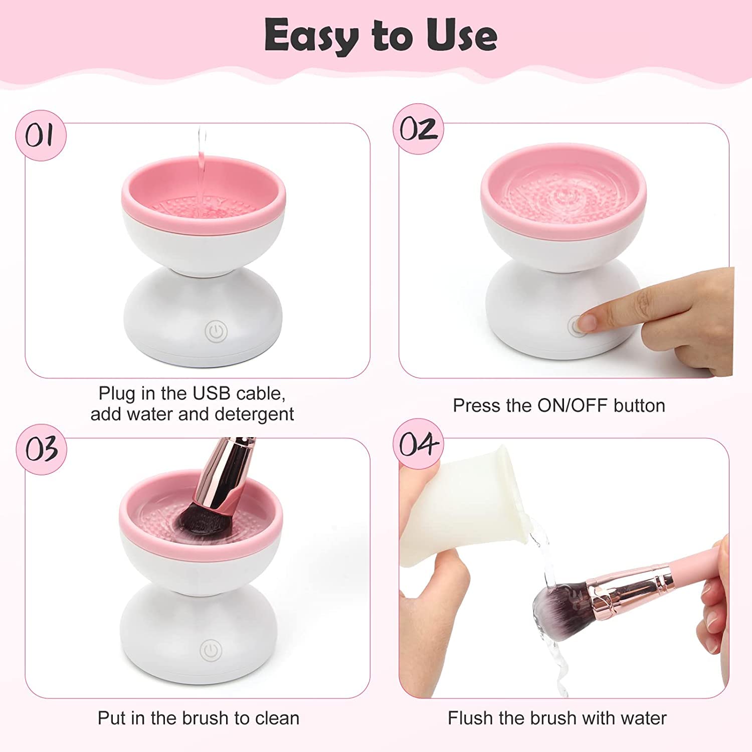 Ultreos Automatic Makeup Brush Cleaner - Electric Cosmetic & Paint Brush Washer with USB Cable | Perfect for Home Salon, Professional Makeup Artists & DIY Beauty Tools Cleaning