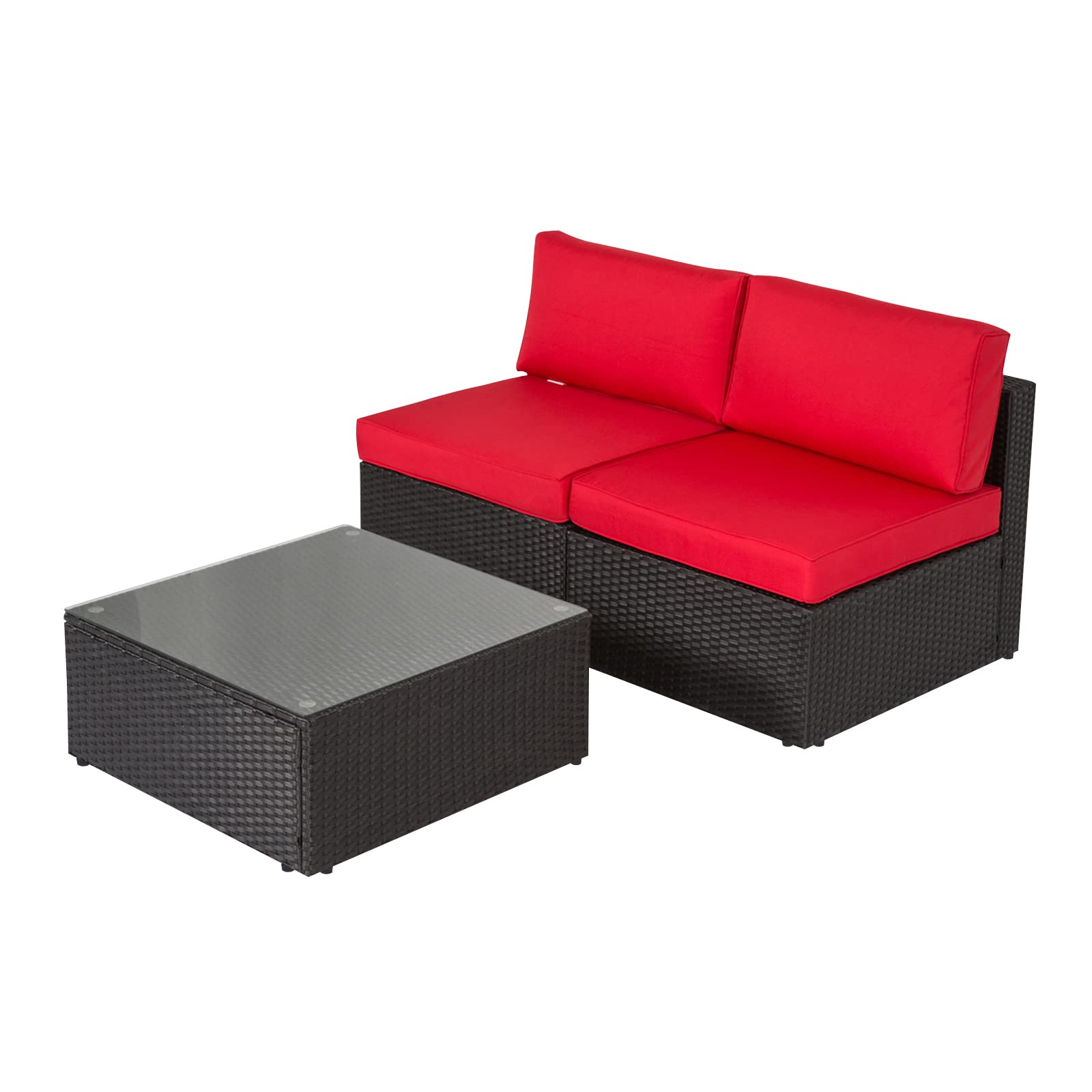 Kinbor 3-Piece Outdoor Patio Furniture Set - Black Wicker Rattan Sectional Sofa with Washable Cushions & Coffee Table - Perfect for Backyard, Garden, and Poolside Relaxation