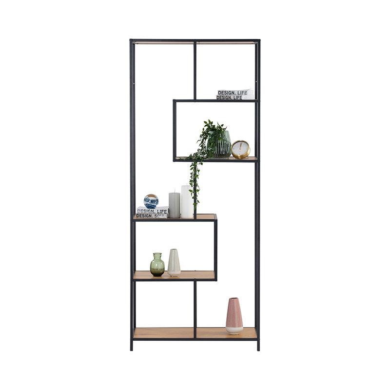 Modern RUTHIN Bookcase in Black & Natural Wood - Stylish Storage for Living Room, Bedroom, or Home Office