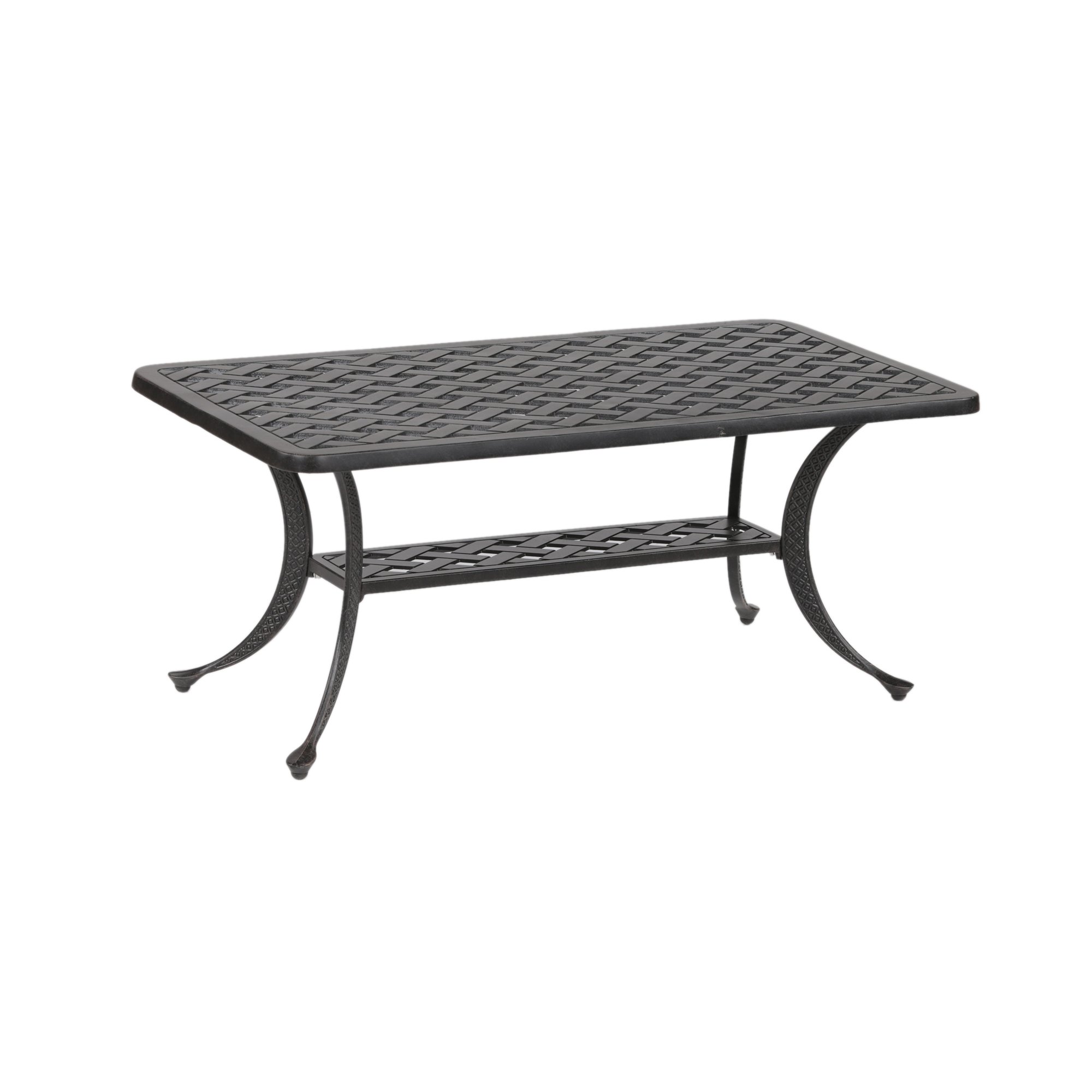 21x42 Inch Rectangular Cast Aluminum Coffee Table with Shelf - Rust-Resistant Outdoor & Indoor Use for Patio, Garden, Terrace, Living Room - Dark Lava Bronze Finish - Durable All-Weather Furniture for Entertaining & Relaxation