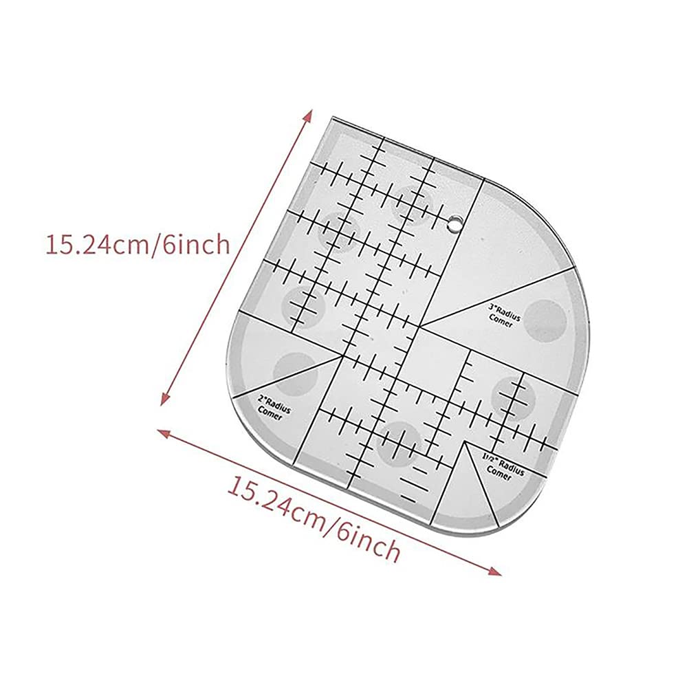 Creative Acrylic Sewing Curved Corner Cutter Quilt Ruler - 6x6 Inch Patchwork Template Tool for DIY Sewing & Quilting Projects - Perfect for Fabric Cutting, Scrapbooking, and Crafting